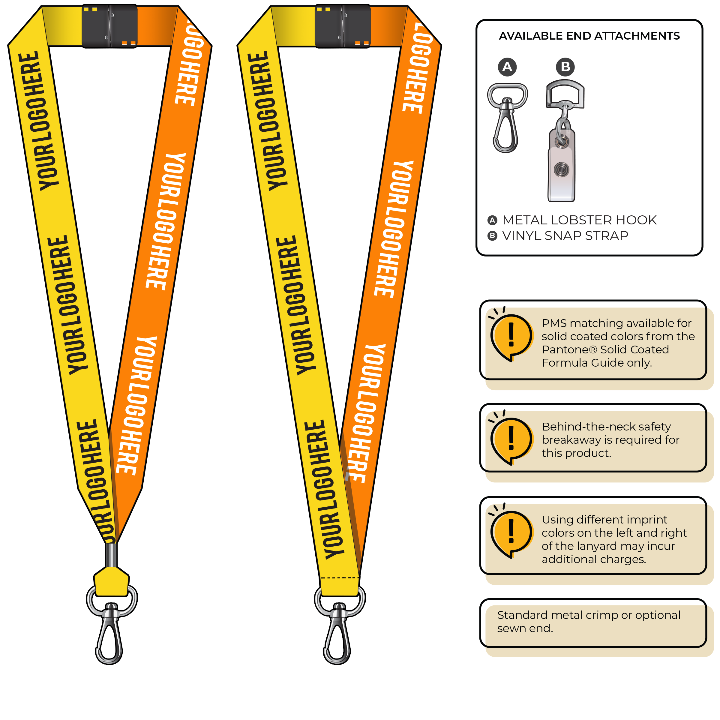 BH0053 | 1" Two Tone MicroWeave Silkscreen Lanyards :: NON-STANDARD END ATTACHMENTS