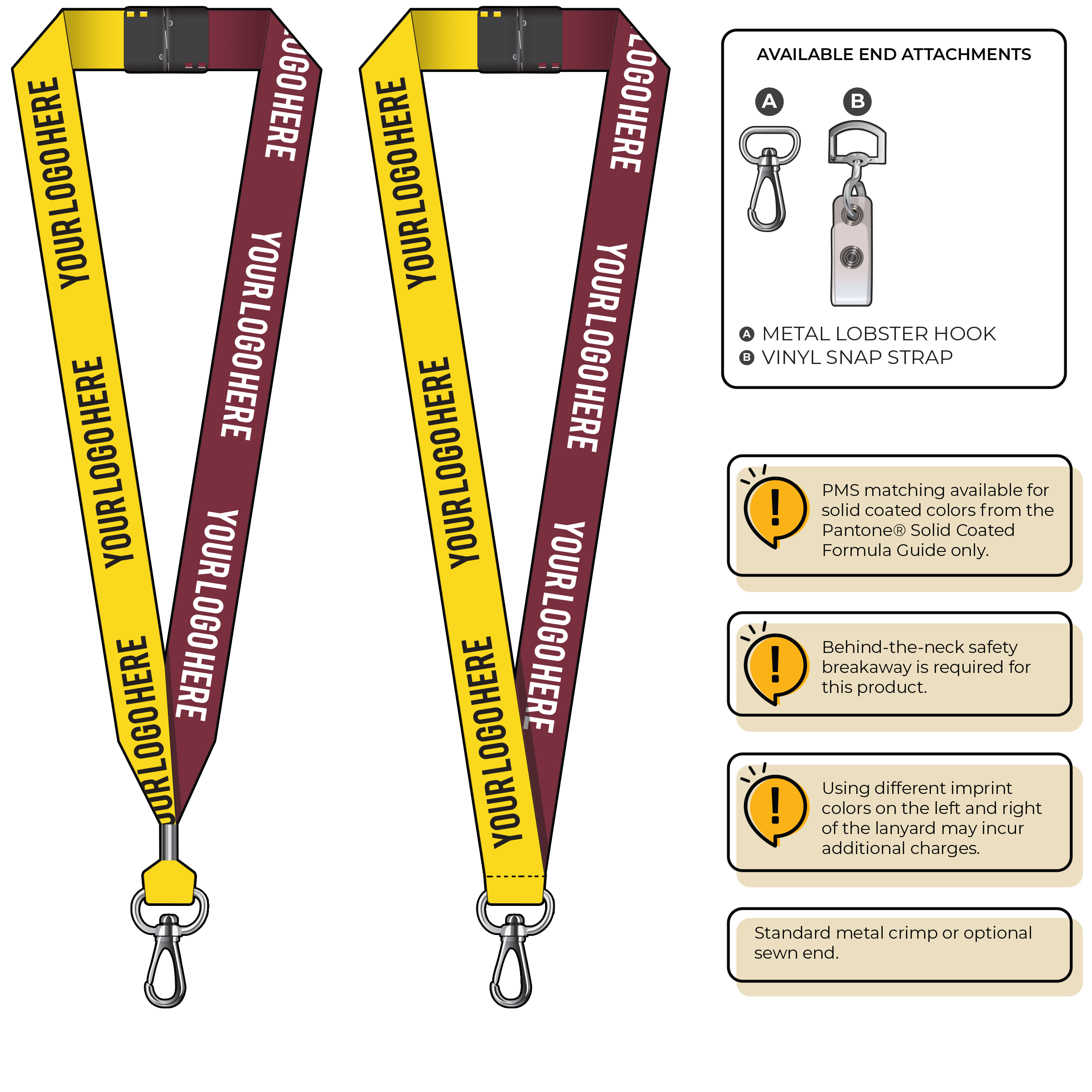 BH0053 | 1" Two Tone MicroWeave Silkscreen Lanyards :: NON-STANDARD END ATTACHMENTS