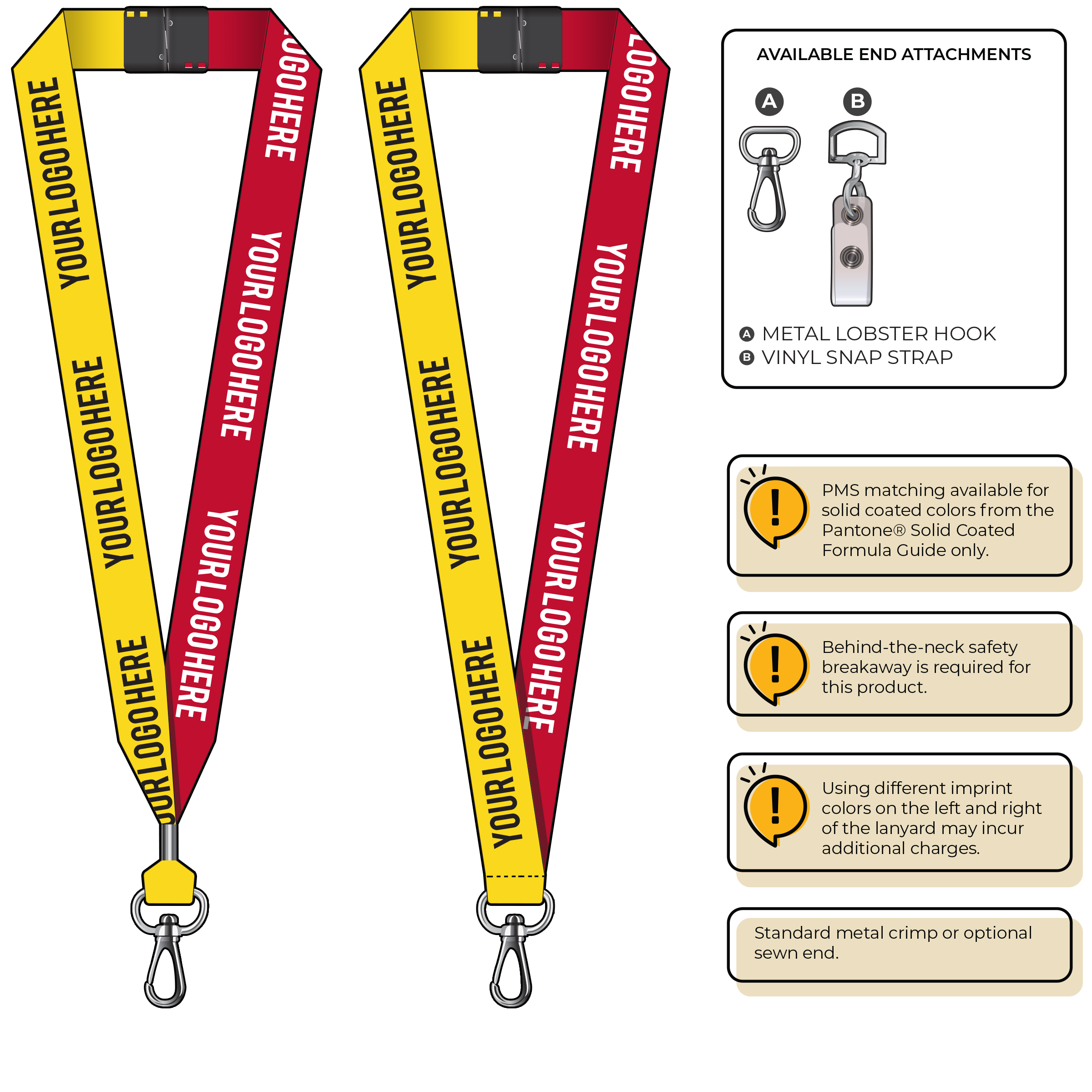 BH0053 | 1" Two Tone MicroWeave Silkscreen Lanyards :: NON-STANDARD END ATTACHMENTS