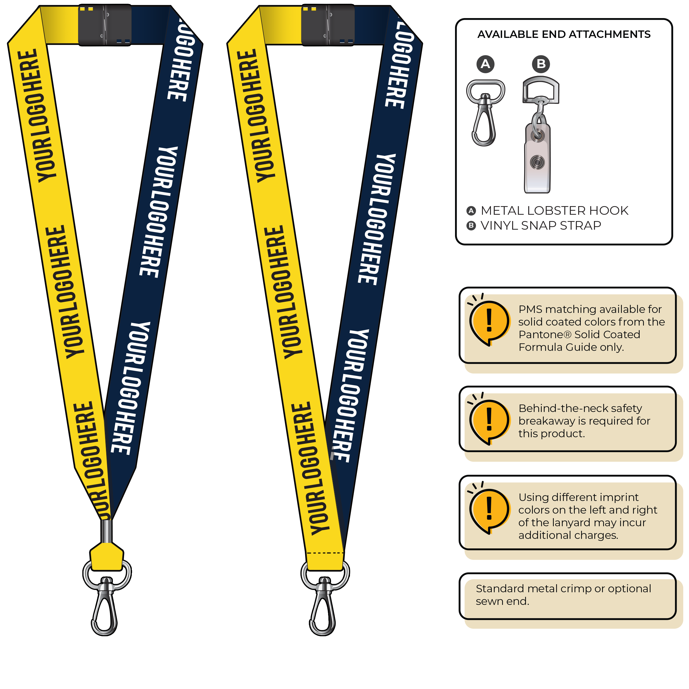 BH0053 | 1" Two Tone MicroWeave Silkscreen Lanyards :: NON-STANDARD END ATTACHMENTS