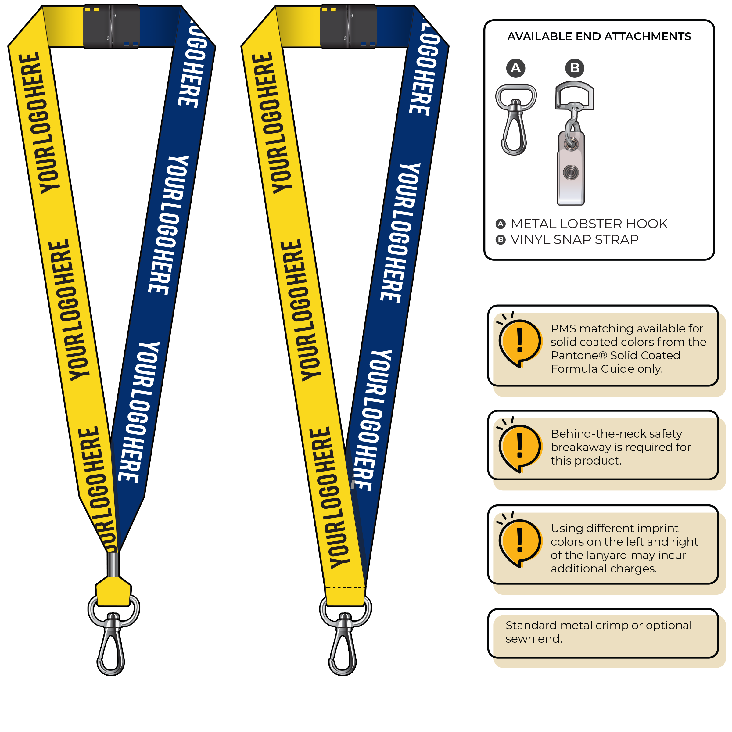 BH0053 | 1" Two Tone MicroWeave Silkscreen Lanyards :: NON-STANDARD END ATTACHMENTS