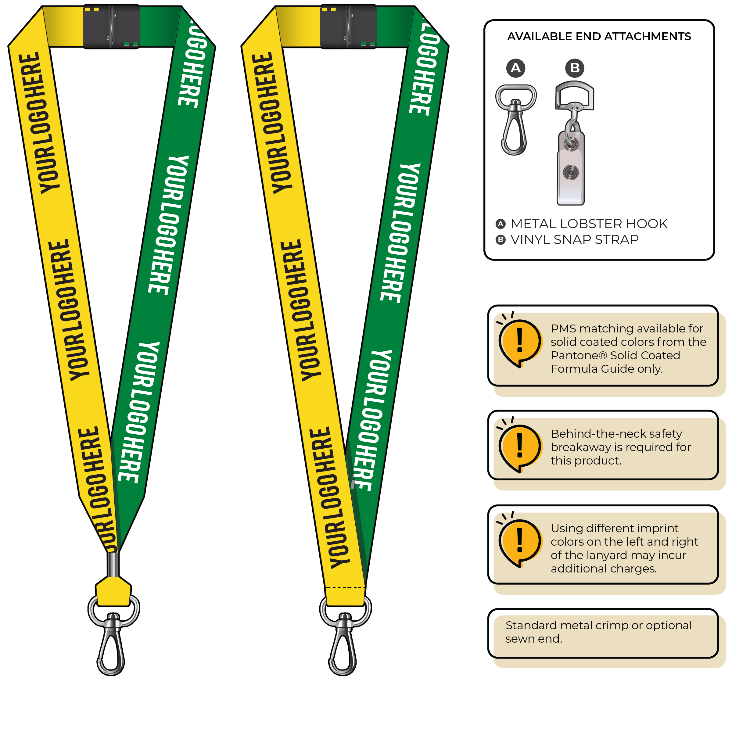 BH0053 | 1" Two Tone MicroWeave Silkscreen Lanyards :: NON-STANDARD END ATTACHMENTS