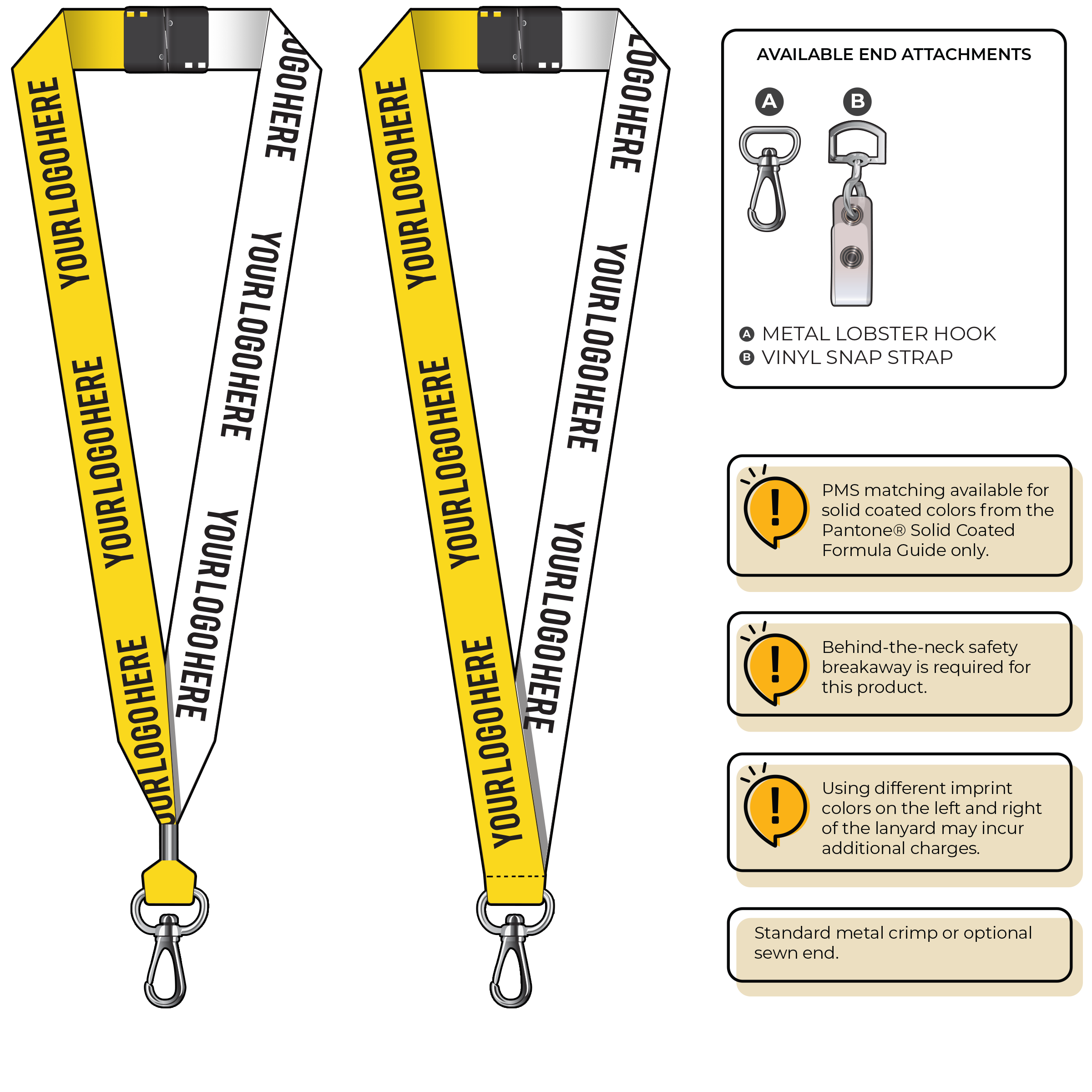 BH0053 | 1" Two Tone MicroWeave Silkscreen Lanyards :: NON-STANDARD END ATTACHMENTS