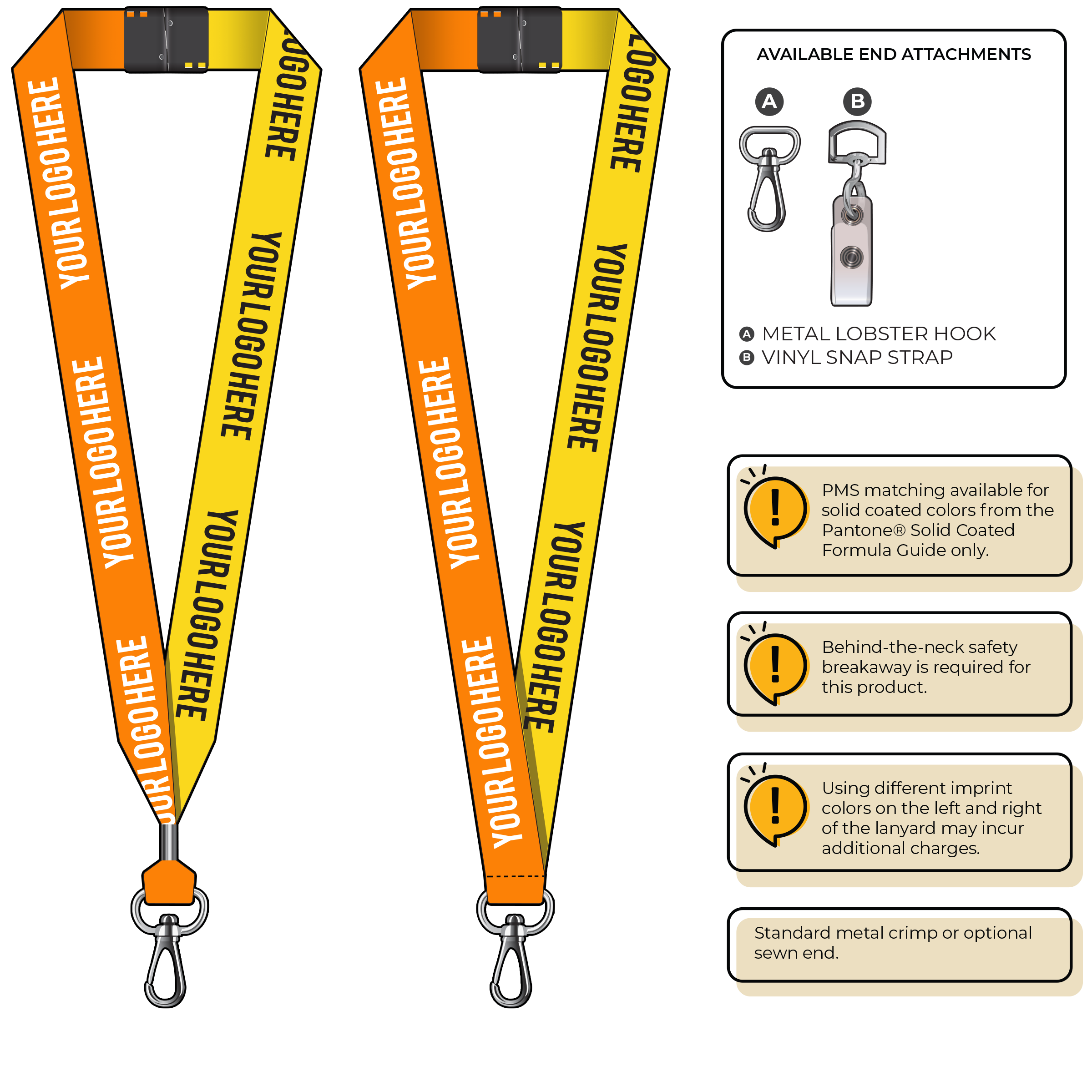 BH0053 | 1" Two Tone MicroWeave Silkscreen Lanyards :: NON-STANDARD END ATTACHMENTS