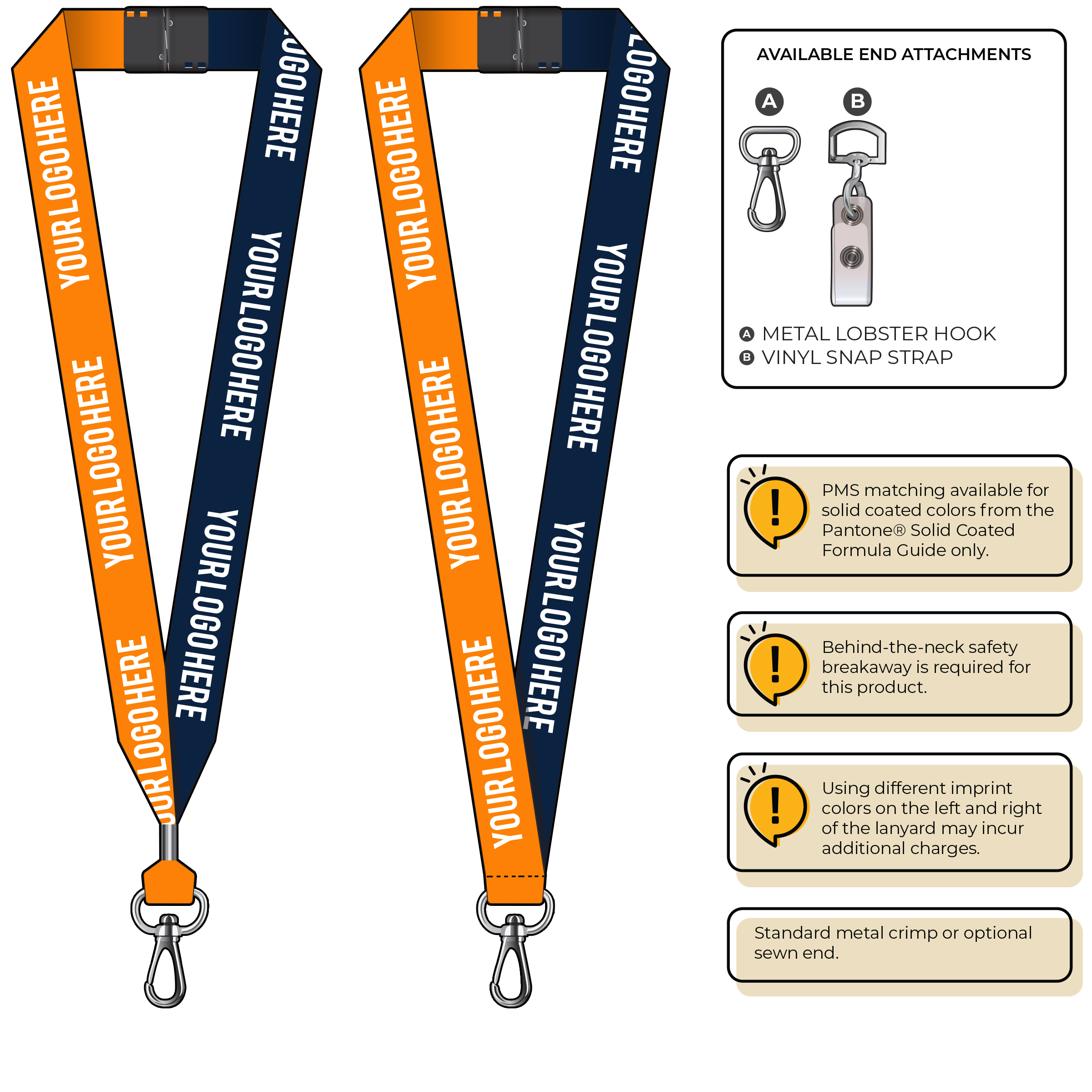 BH0053 | 1" Two Tone MicroWeave Silkscreen Lanyards :: NON-STANDARD END ATTACHMENTS