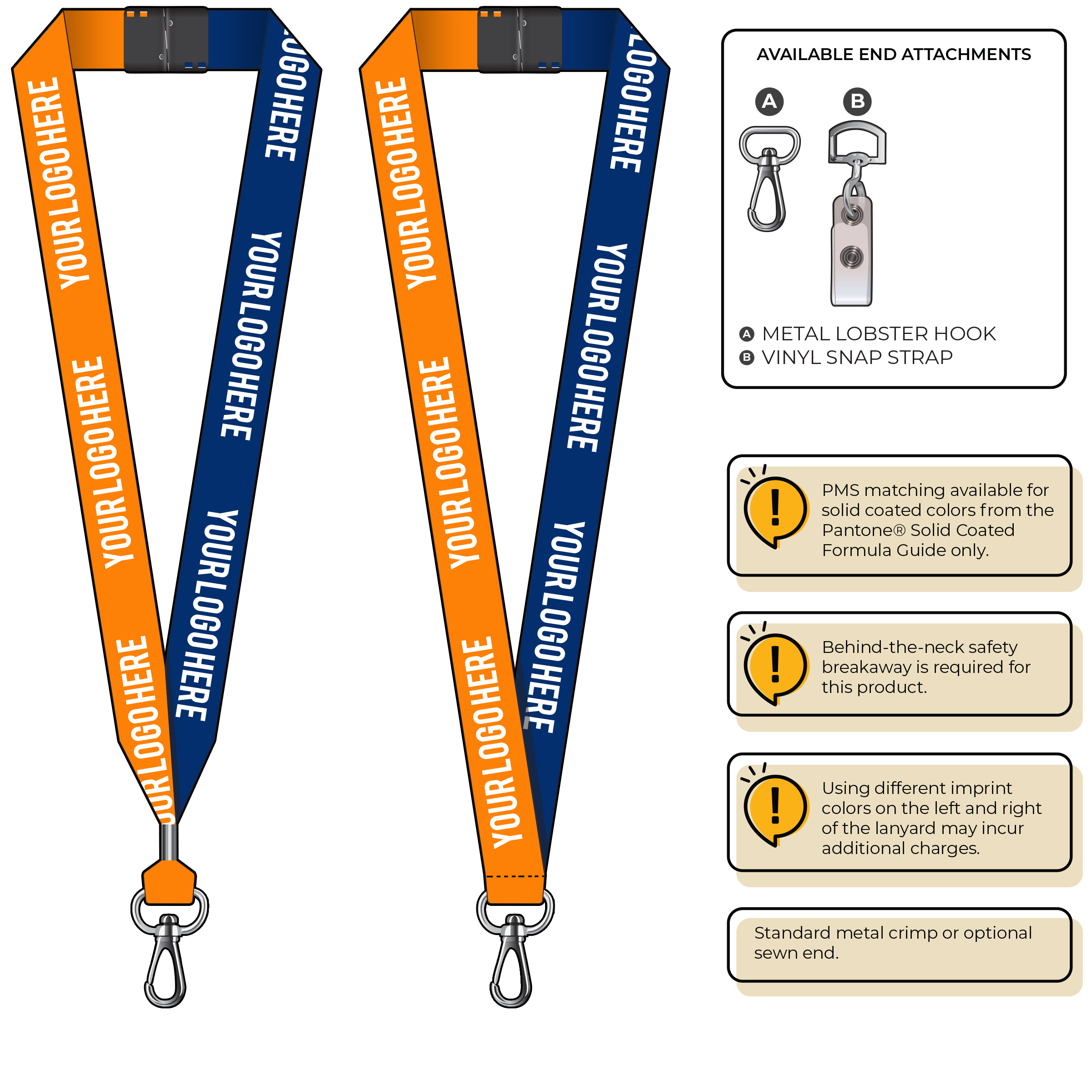 BH0053 | 1" Two Tone MicroWeave Silkscreen Lanyards :: NON-STANDARD END ATTACHMENTS