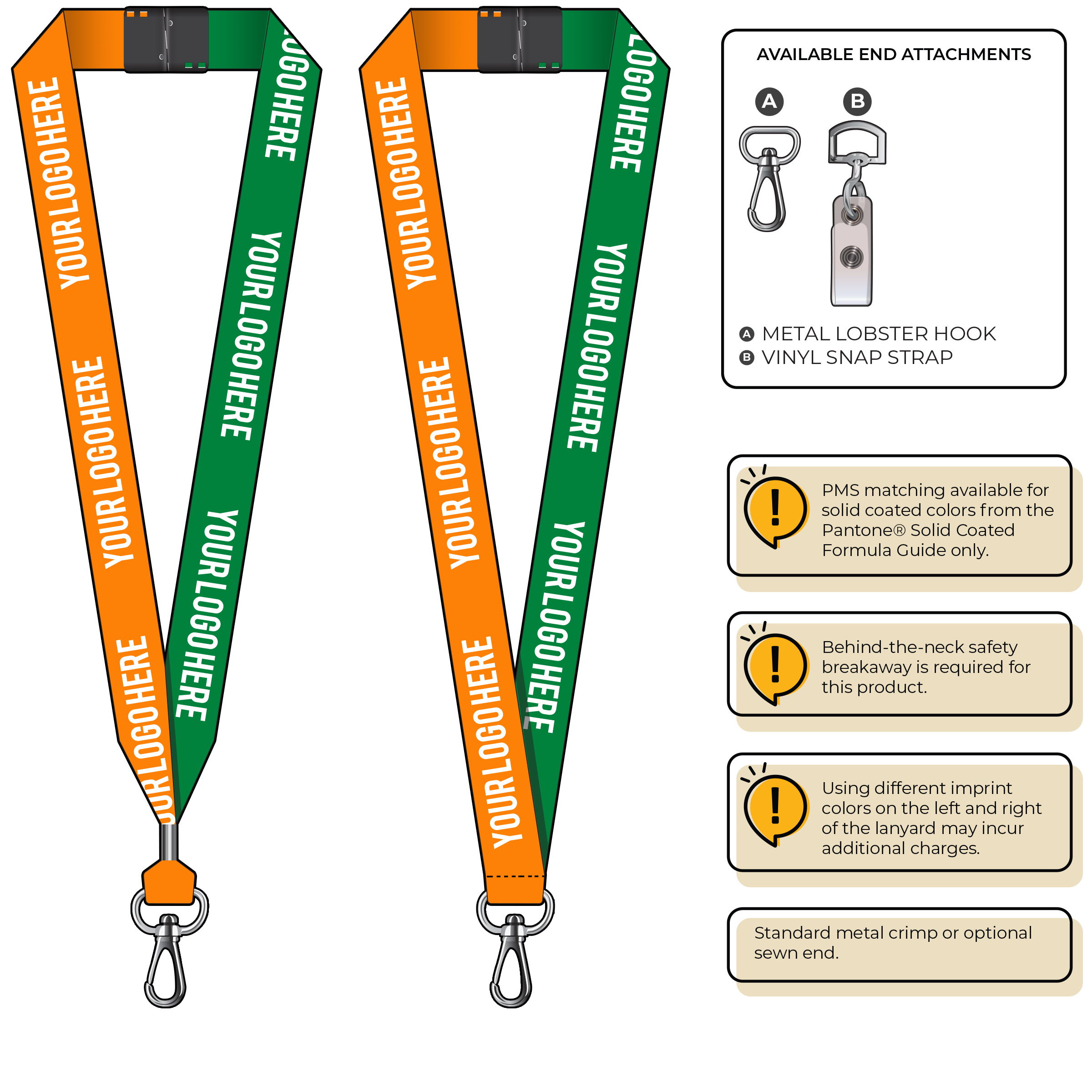 BH0053 | 1" Two Tone MicroWeave Silkscreen Lanyards :: NON-STANDARD END ATTACHMENTS