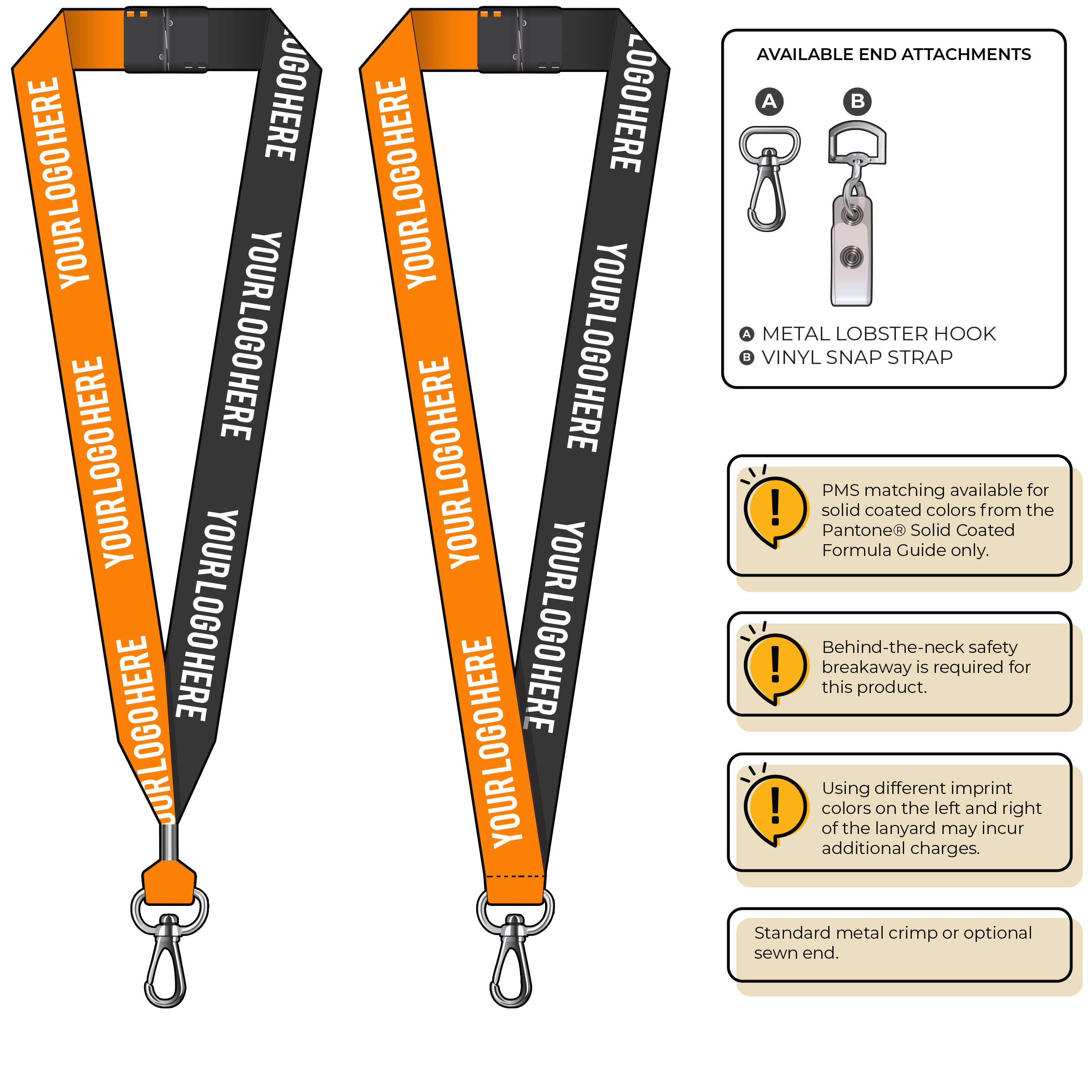 BH0053 | 1" Two Tone MicroWeave Silkscreen Lanyards :: NON-STANDARD END ATTACHMENTS
