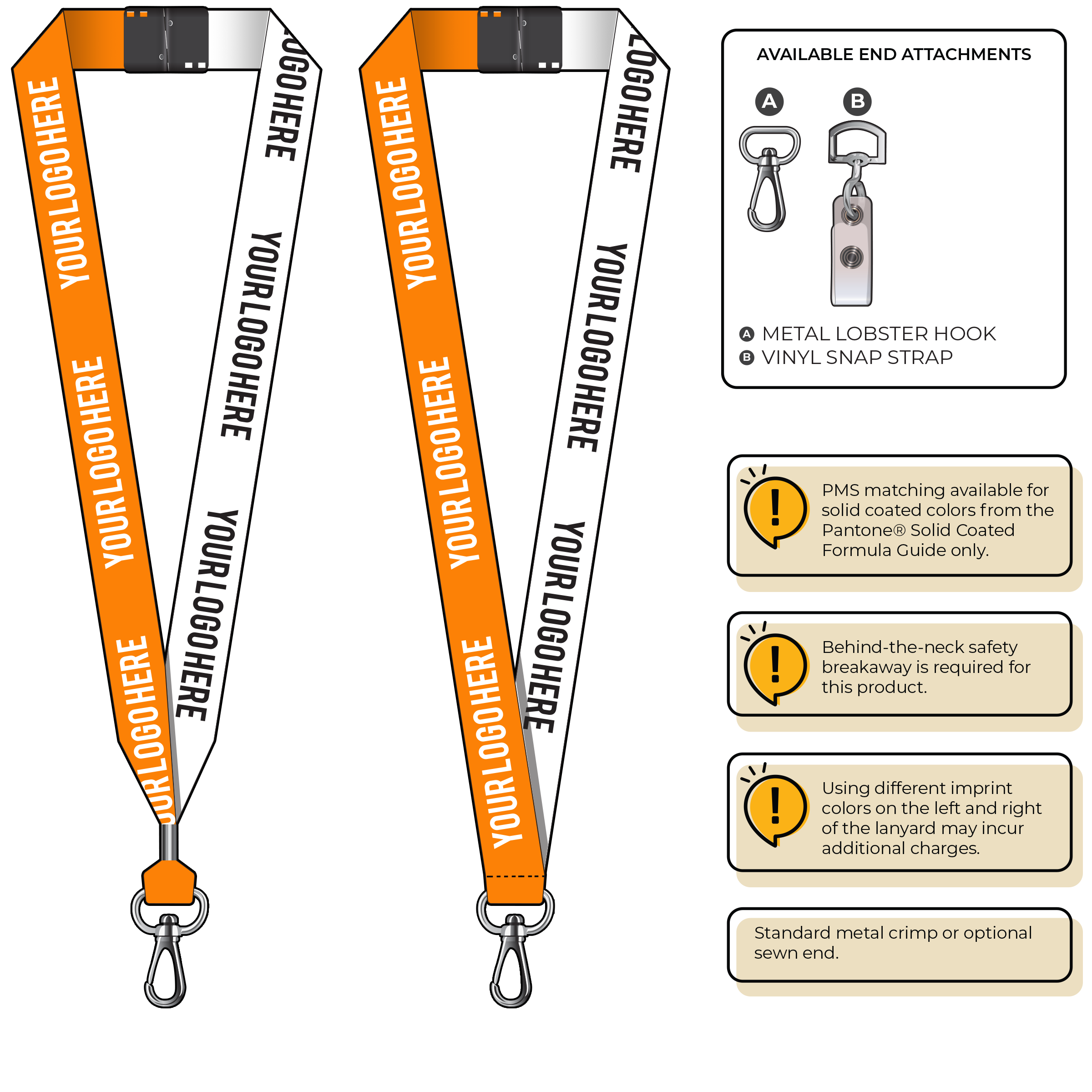 BH0053 | 1" Two Tone MicroWeave Silkscreen Lanyards :: NON-STANDARD END ATTACHMENTS