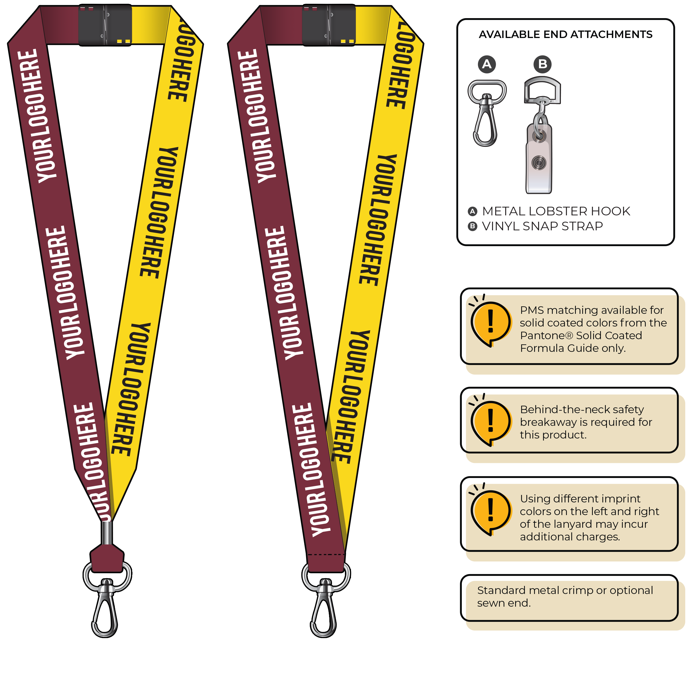 BH0053 | 1" Two Tone MicroWeave Silkscreen Lanyards :: NON-STANDARD END ATTACHMENTS