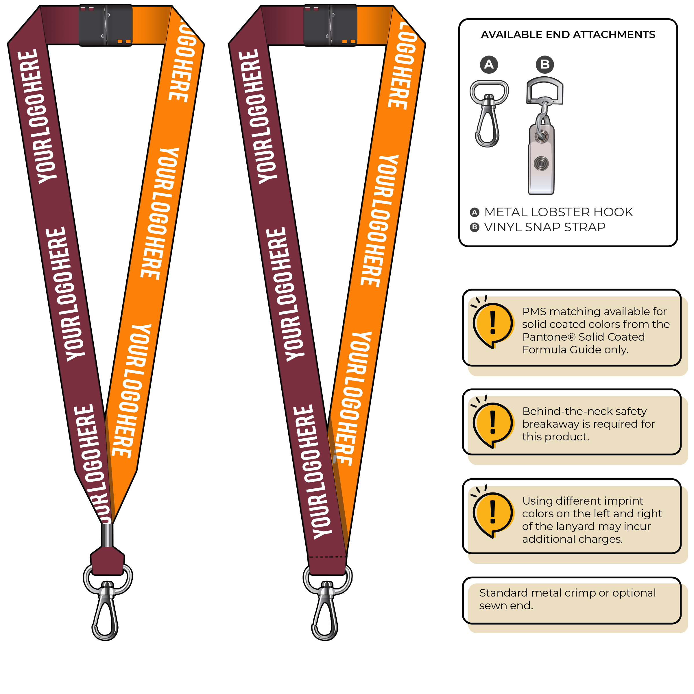 BH0053 | 1" Two Tone MicroWeave Silkscreen Lanyards :: NON-STANDARD END ATTACHMENTS