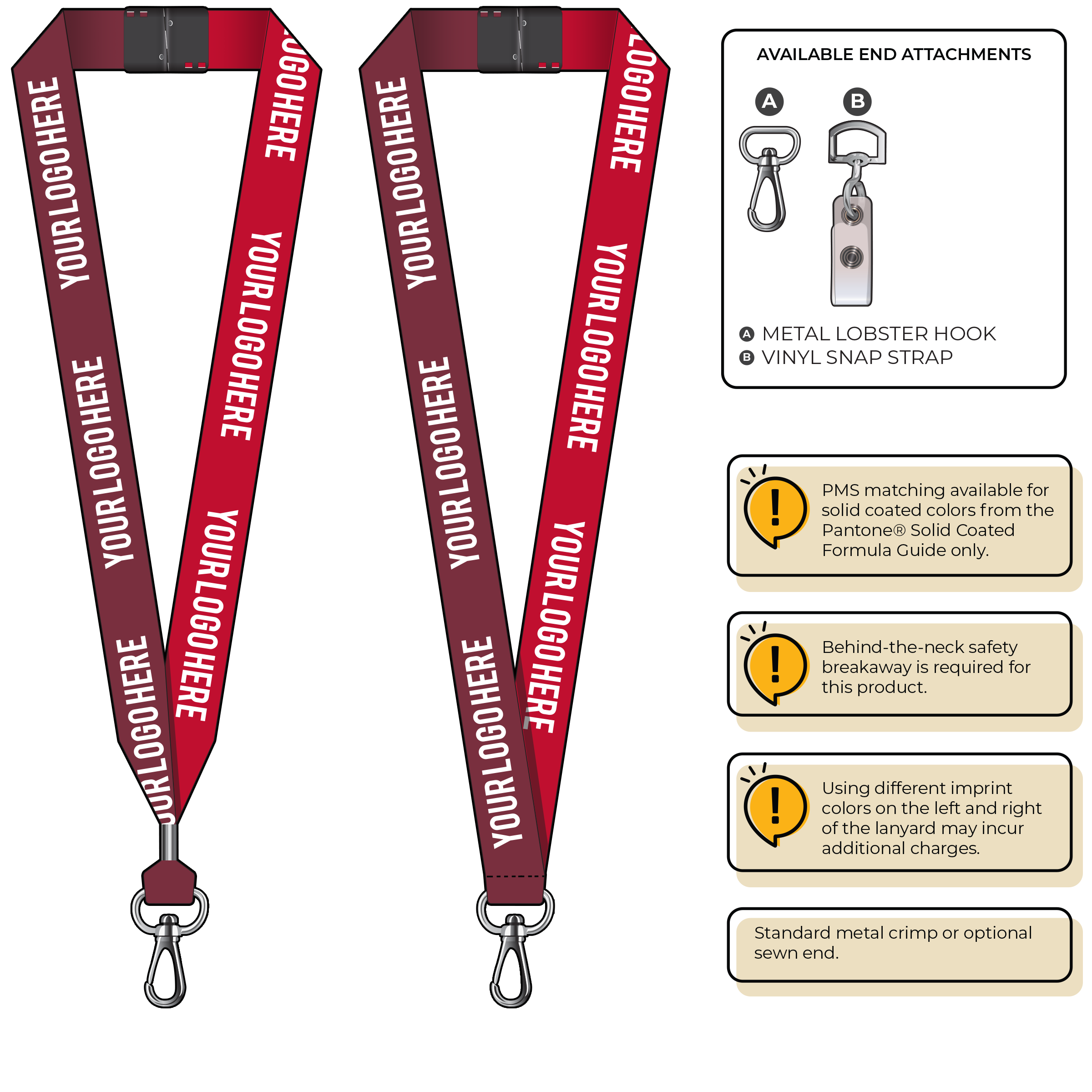 BH0053 | 1" Two Tone MicroWeave Silkscreen Lanyards :: NON-STANDARD END ATTACHMENTS