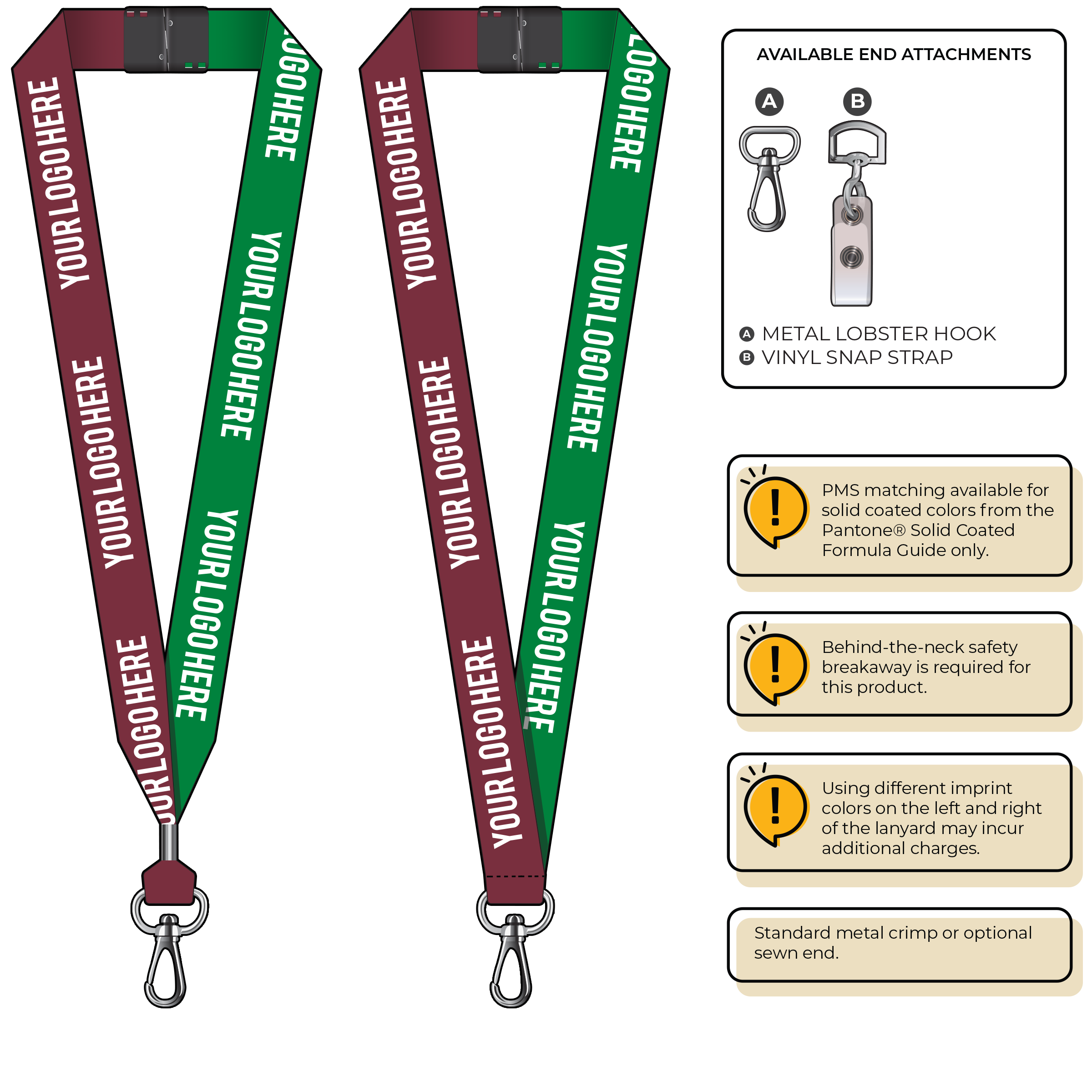 BH0053 | 1" Two Tone MicroWeave Silkscreen Lanyards :: NON-STANDARD END ATTACHMENTS