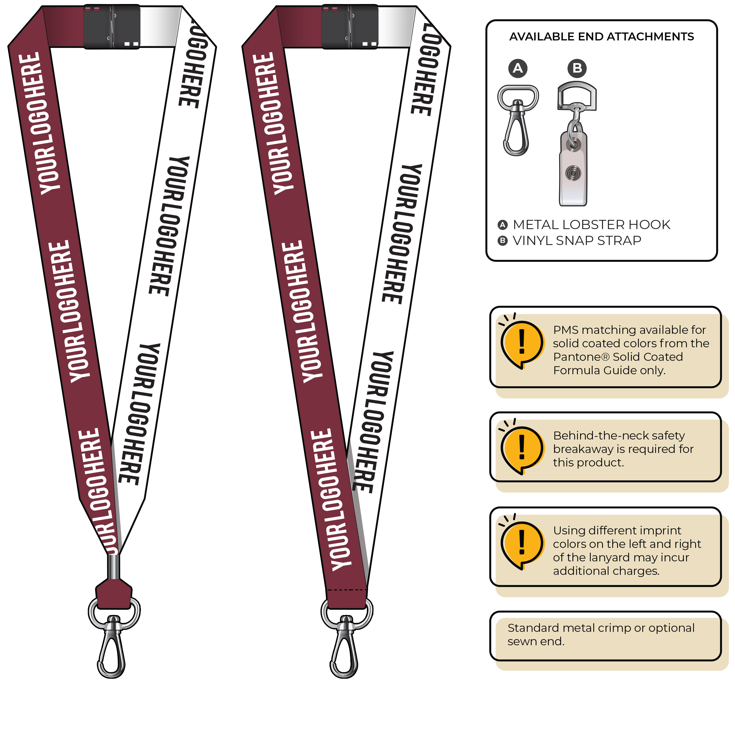 BH0053 | 1" Two Tone MicroWeave Silkscreen Lanyards :: NON-STANDARD END ATTACHMENTS