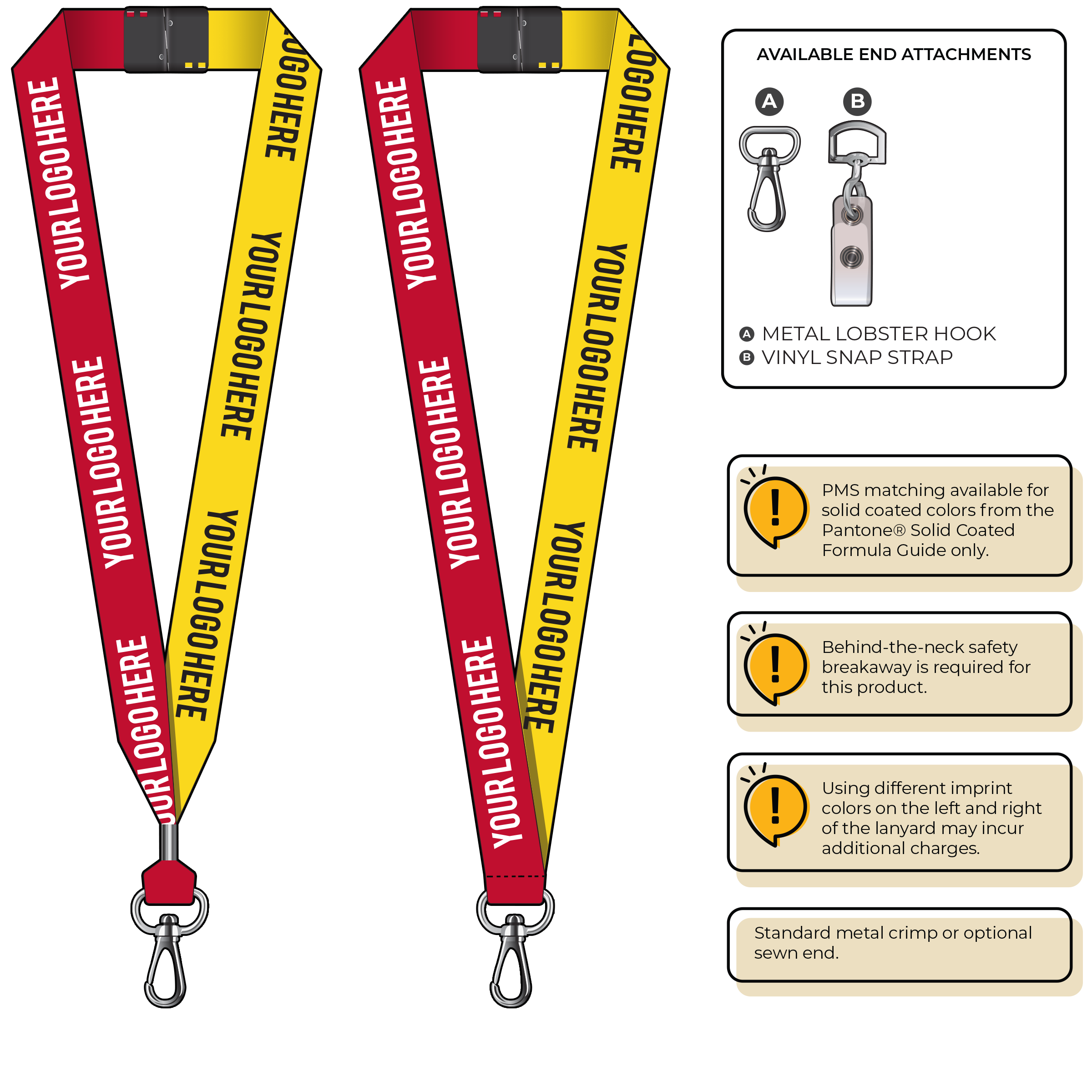 BH0053 | 1" Two Tone MicroWeave Silkscreen Lanyards :: NON-STANDARD END ATTACHMENTS