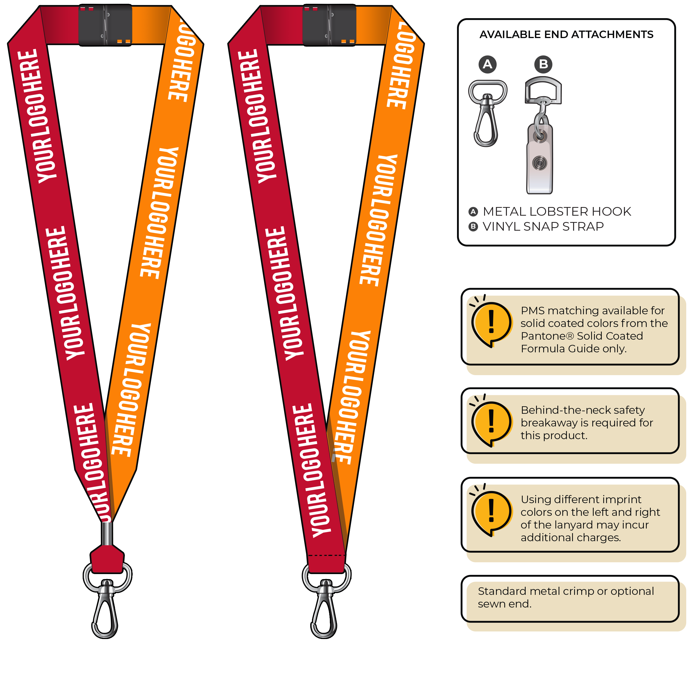 BH0053 | 1" Two Tone MicroWeave Silkscreen Lanyards :: NON-STANDARD END ATTACHMENTS