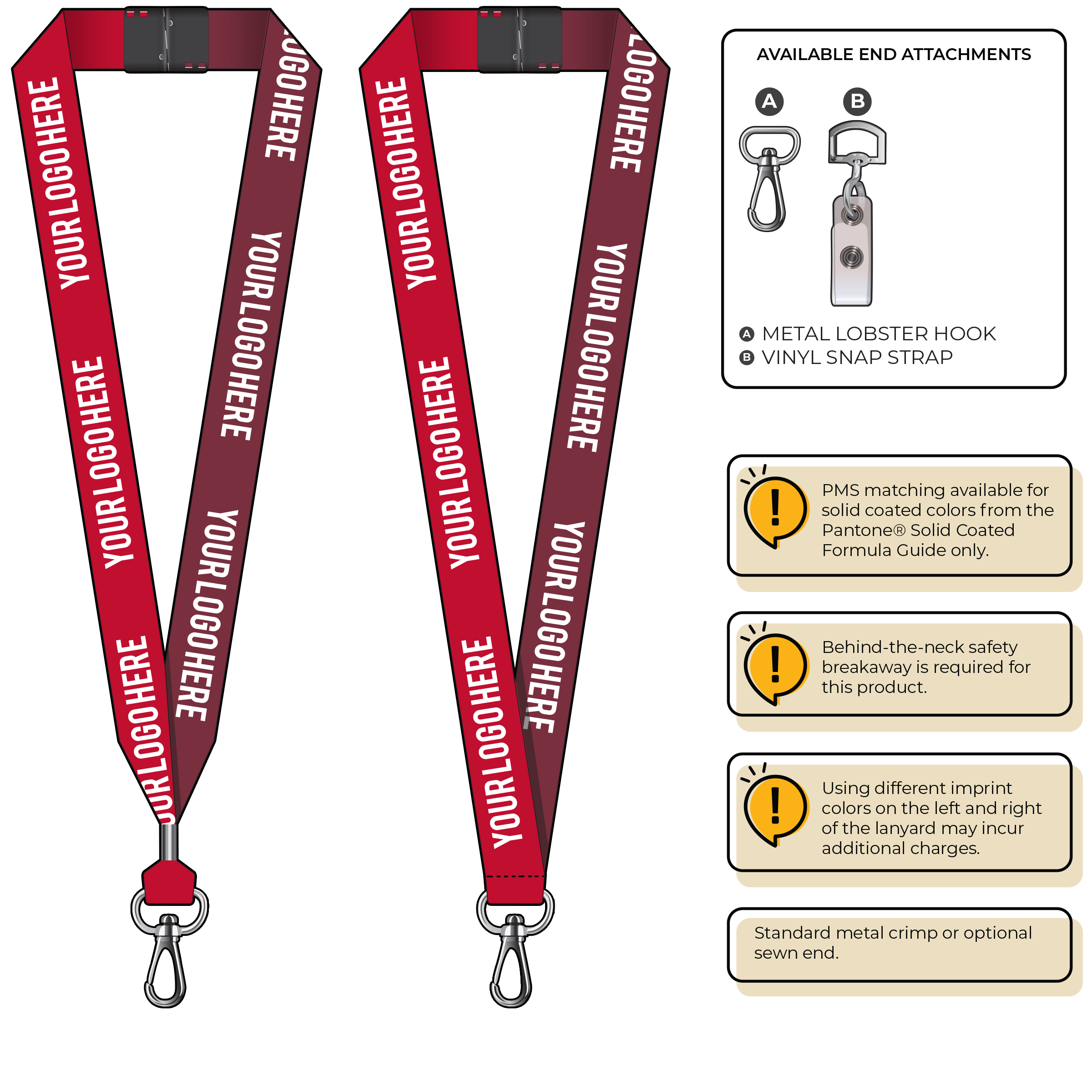 BH0053 | 1" Two Tone MicroWeave Silkscreen Lanyards :: NON-STANDARD END ATTACHMENTS