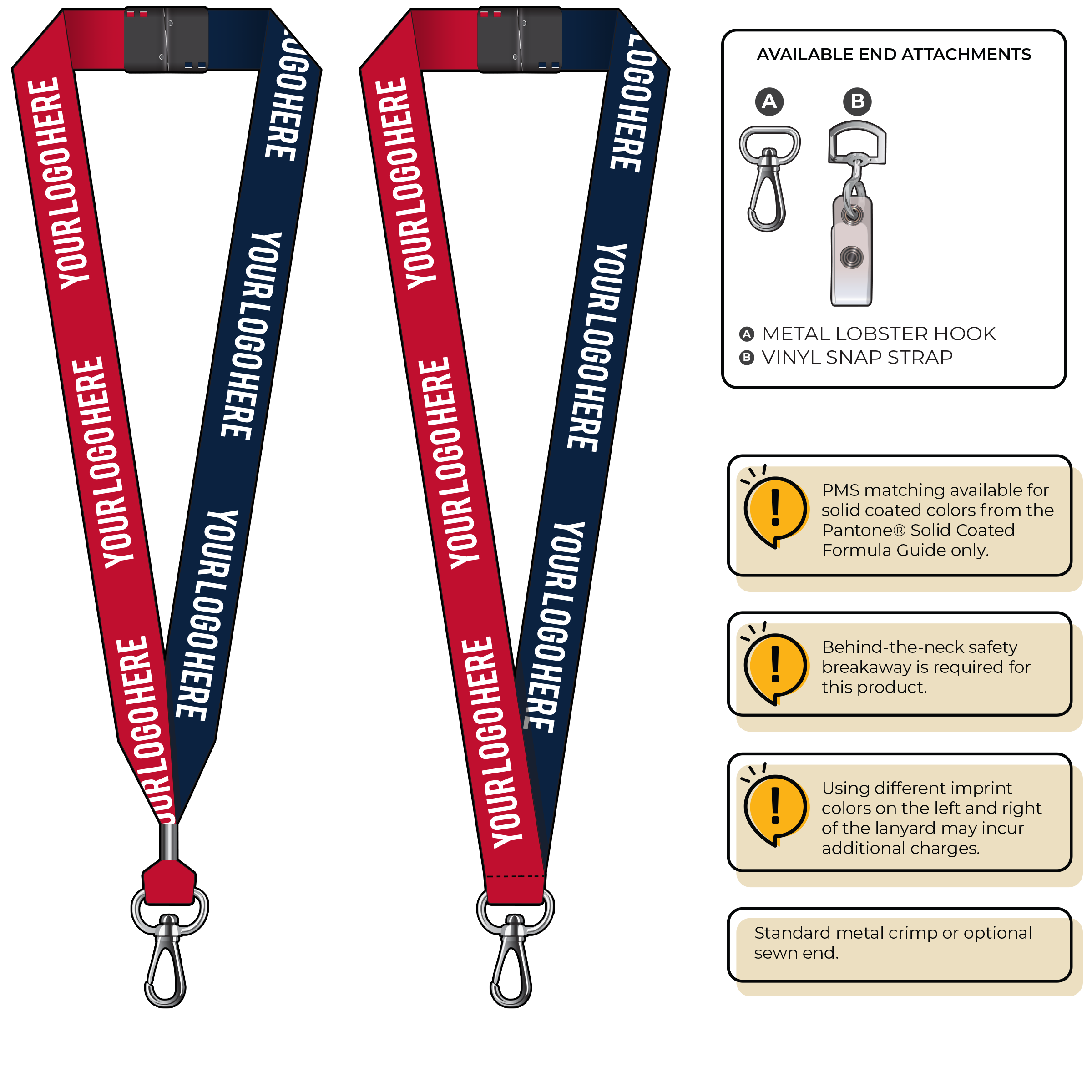 BH0053 | 1" Two Tone MicroWeave Silkscreen Lanyards :: NON-STANDARD END ATTACHMENTS