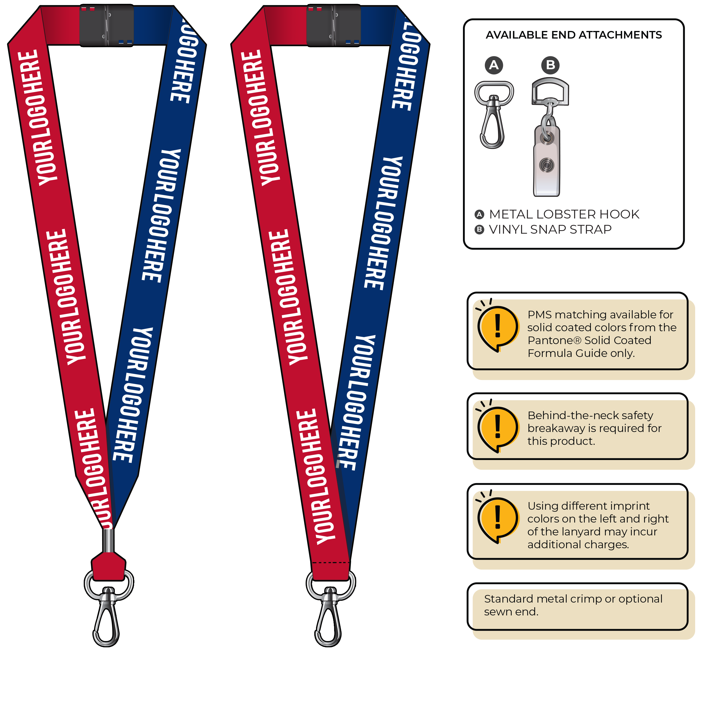 BH0053 | 1" Two Tone MicroWeave Silkscreen Lanyards :: NON-STANDARD END ATTACHMENTS