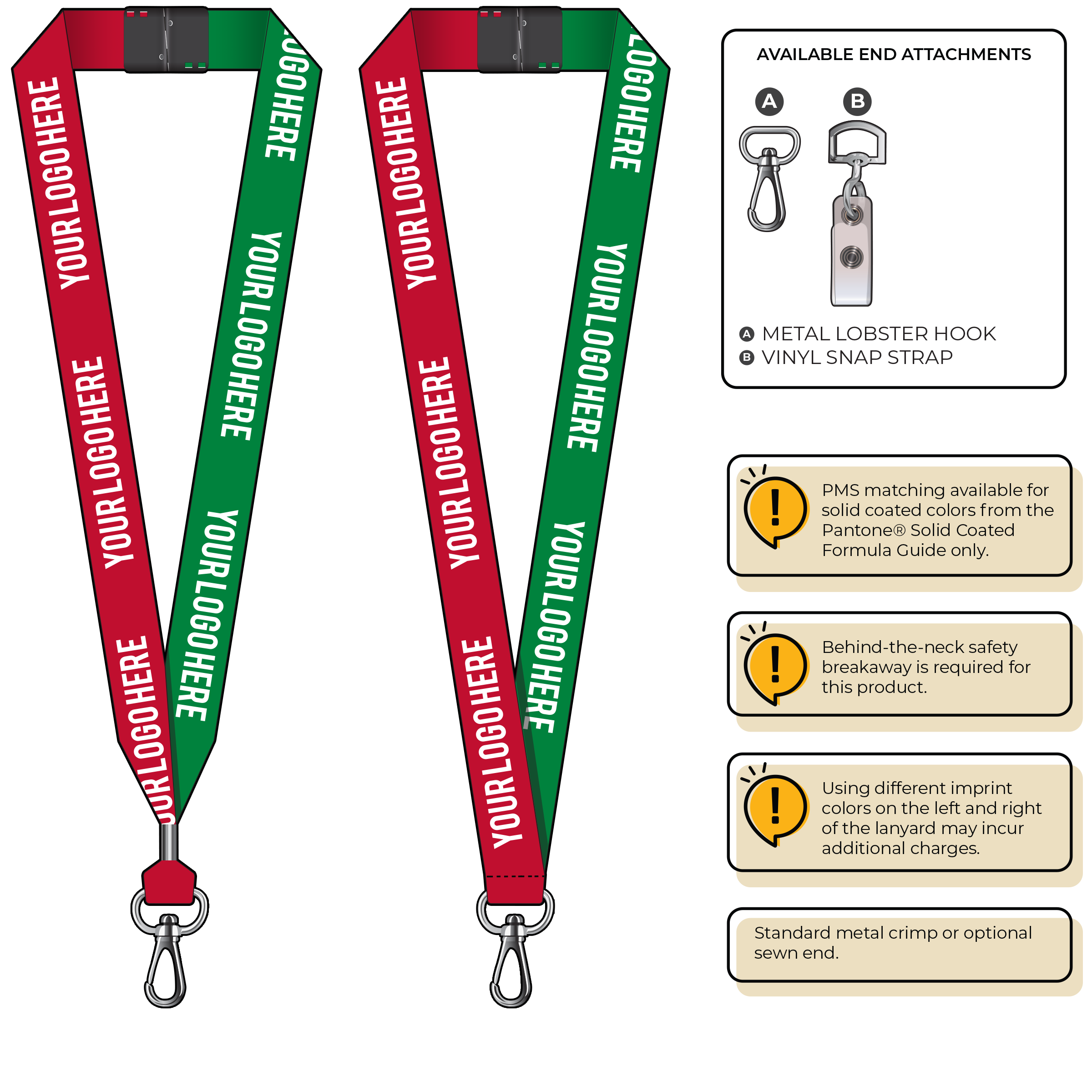 BH0053 | 1" Two Tone MicroWeave Silkscreen Lanyards :: NON-STANDARD END ATTACHMENTS