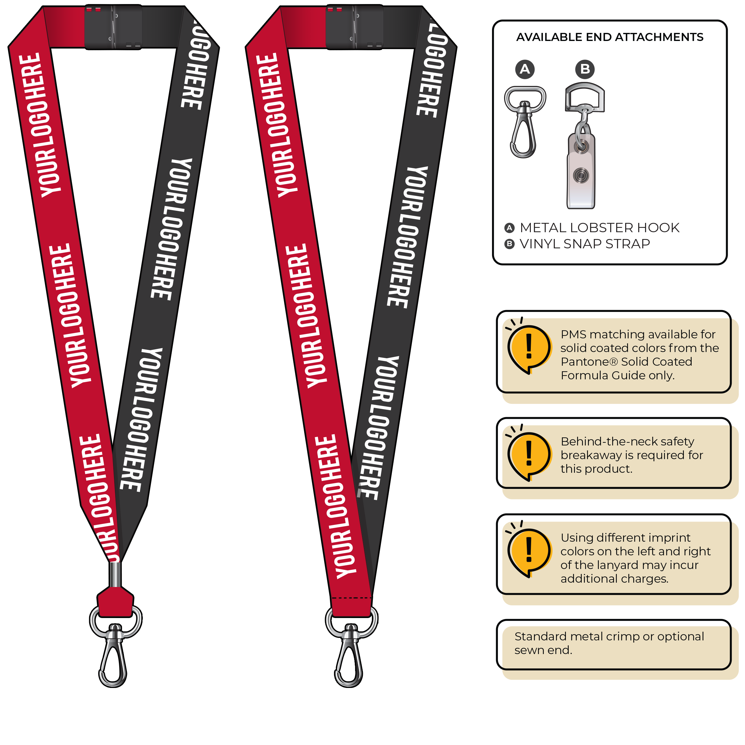 BH0053 | 1" Two Tone MicroWeave Silkscreen Lanyards :: NON-STANDARD END ATTACHMENTS