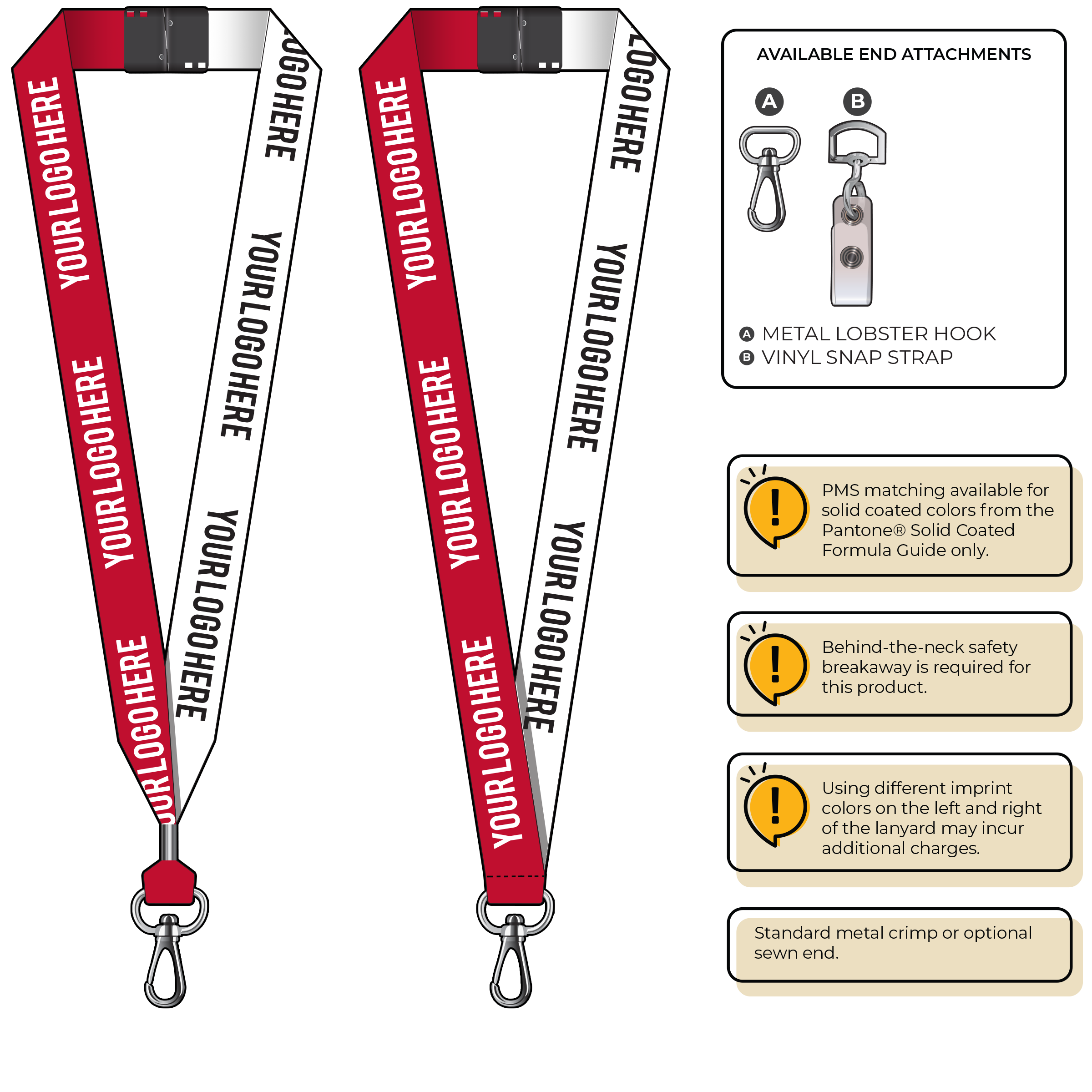 BH0053 | 1" Two Tone MicroWeave Silkscreen Lanyards :: NON-STANDARD END ATTACHMENTS