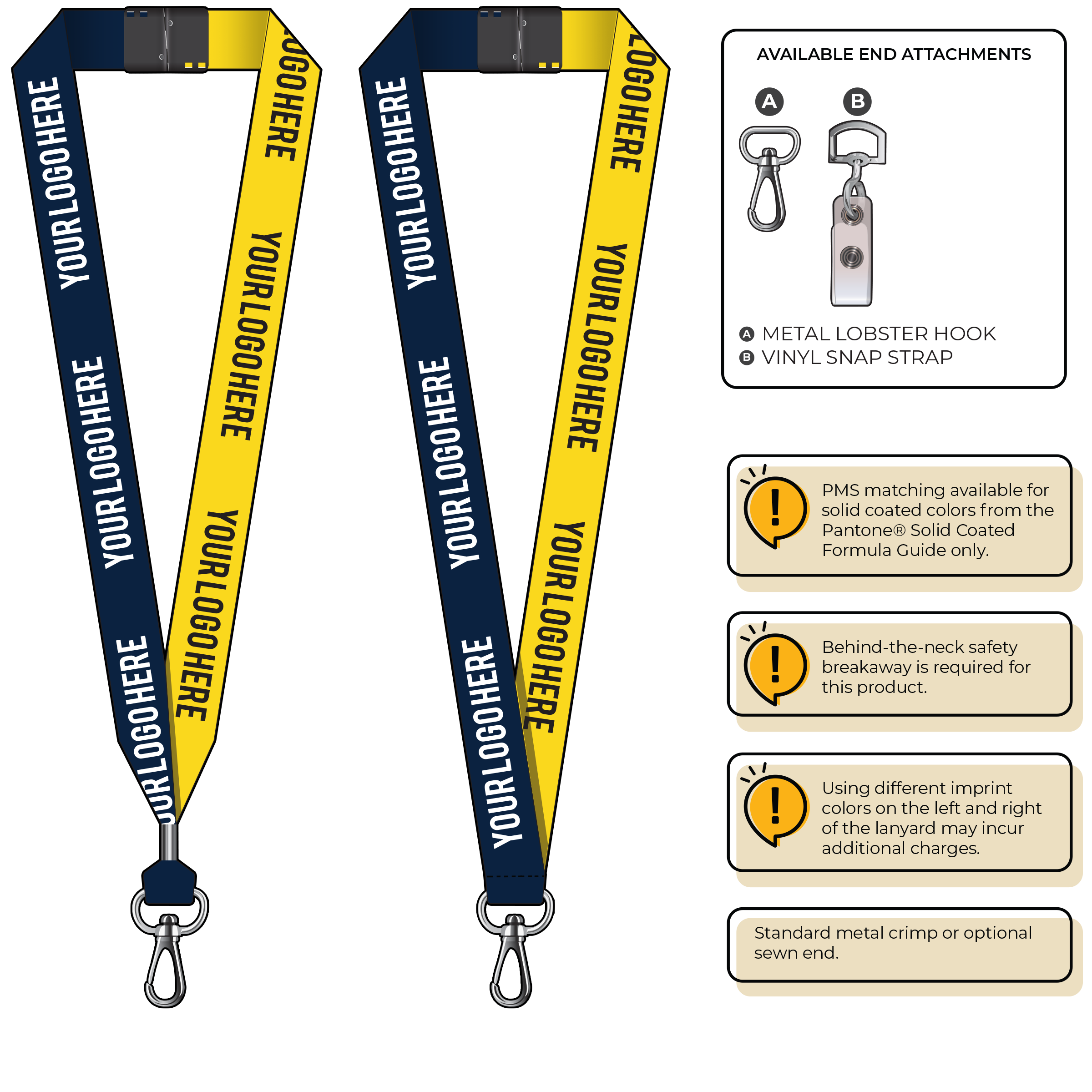 BH0053 | 1" Two Tone MicroWeave Silkscreen Lanyards :: NON-STANDARD END ATTACHMENTS
