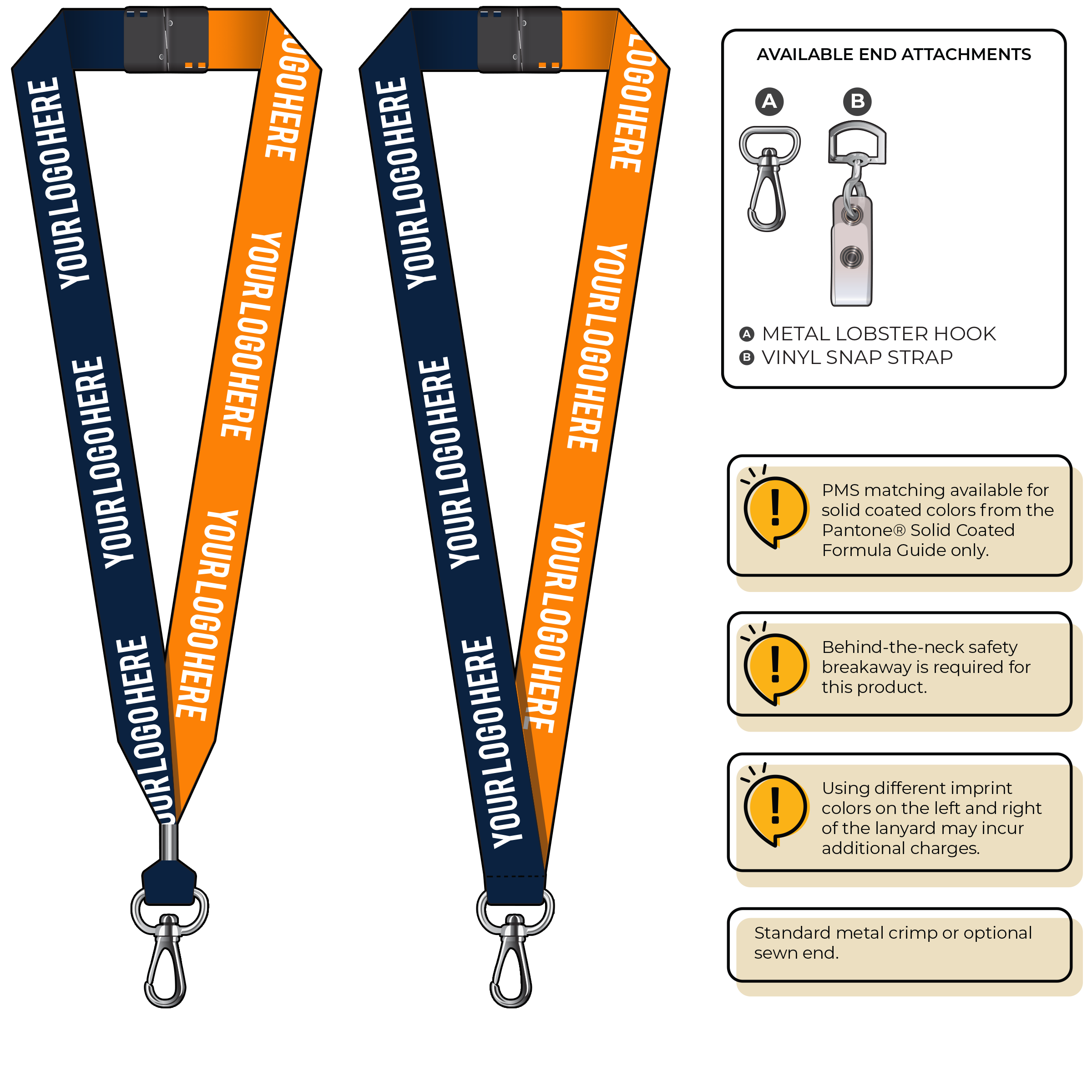 BH0053 | 1" Two Tone MicroWeave Silkscreen Lanyards :: NON-STANDARD END ATTACHMENTS