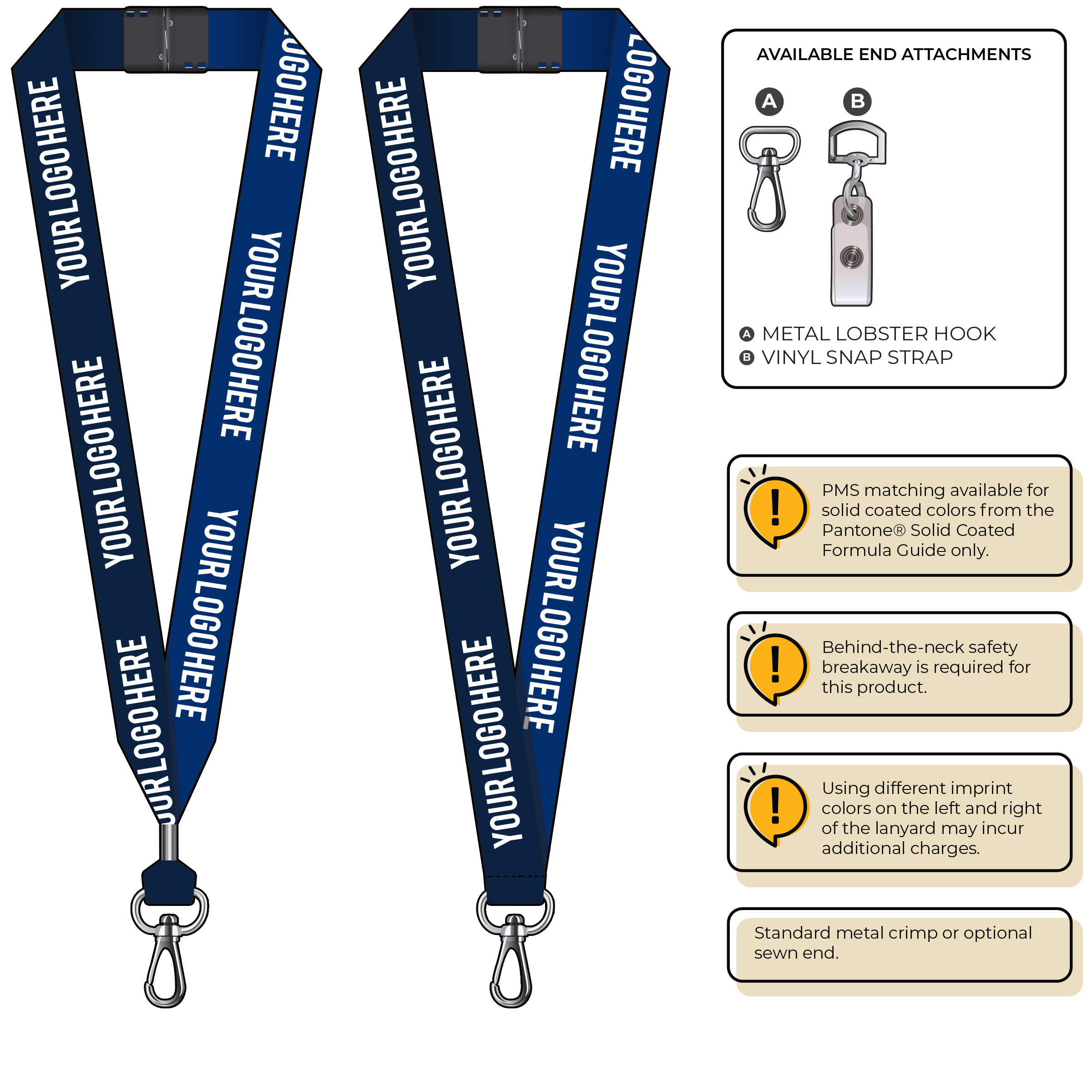 BH0053 | 1" Two Tone MicroWeave Silkscreen Lanyards :: NON-STANDARD END ATTACHMENTS