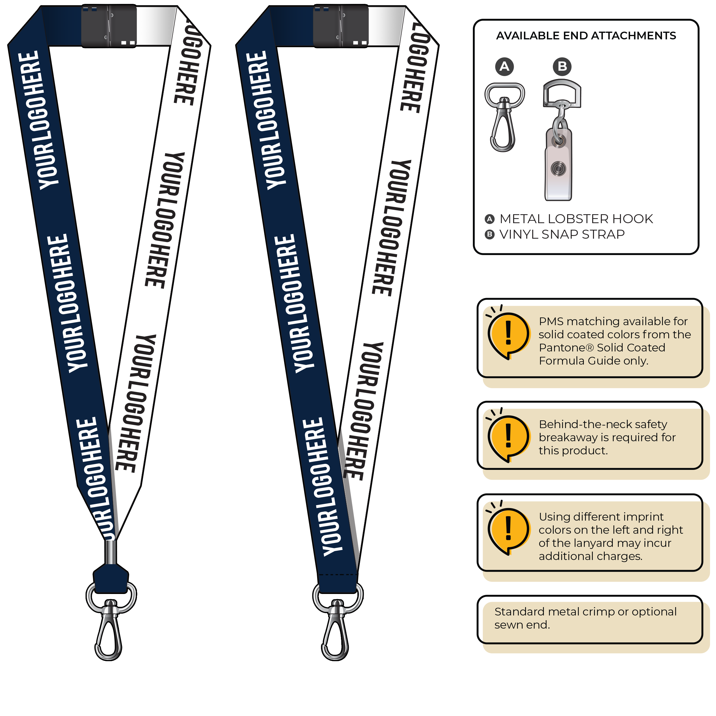 BH0053 | 1" Two Tone MicroWeave Silkscreen Lanyards :: NON-STANDARD END ATTACHMENTS