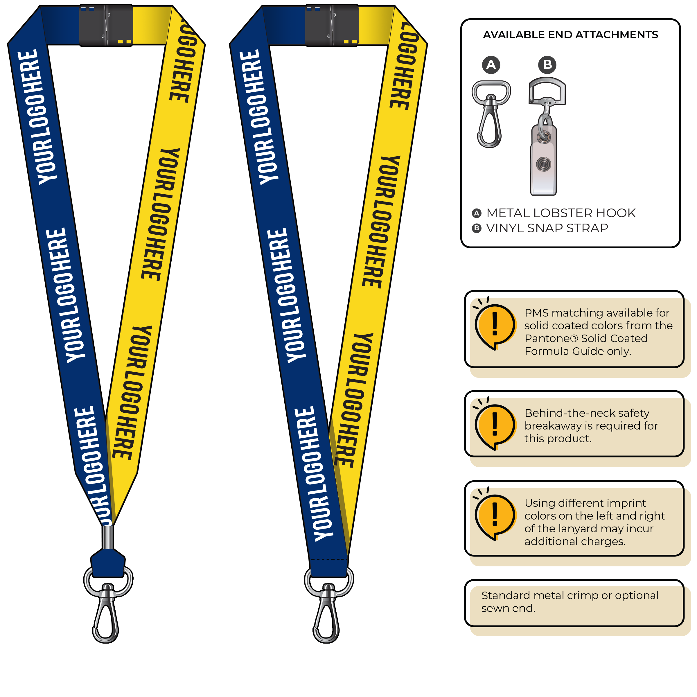 BH0053 | 1" Two Tone MicroWeave Silkscreen Lanyards :: NON-STANDARD END ATTACHMENTS