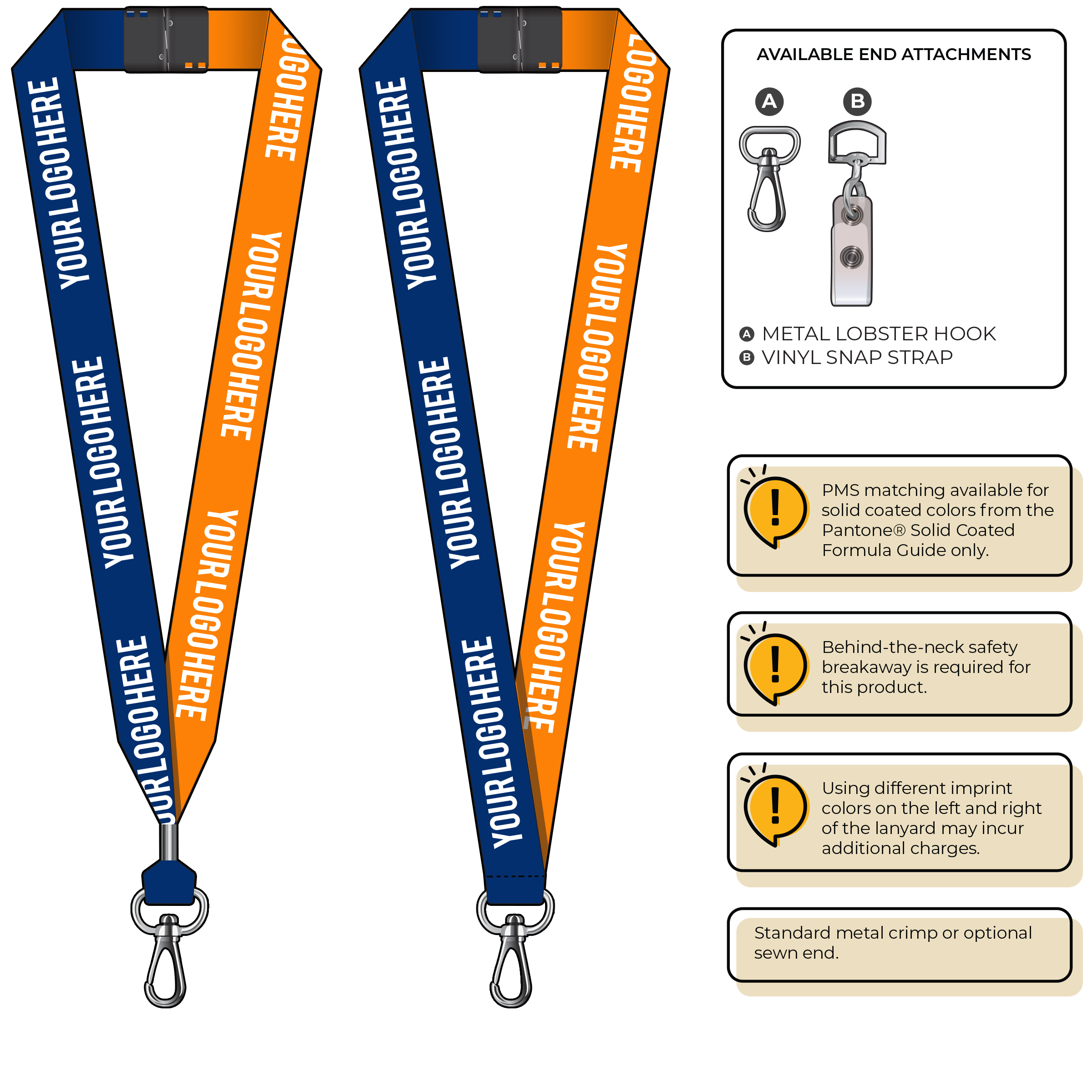 BH0053 | 1" Two Tone MicroWeave Silkscreen Lanyards :: NON-STANDARD END ATTACHMENTS