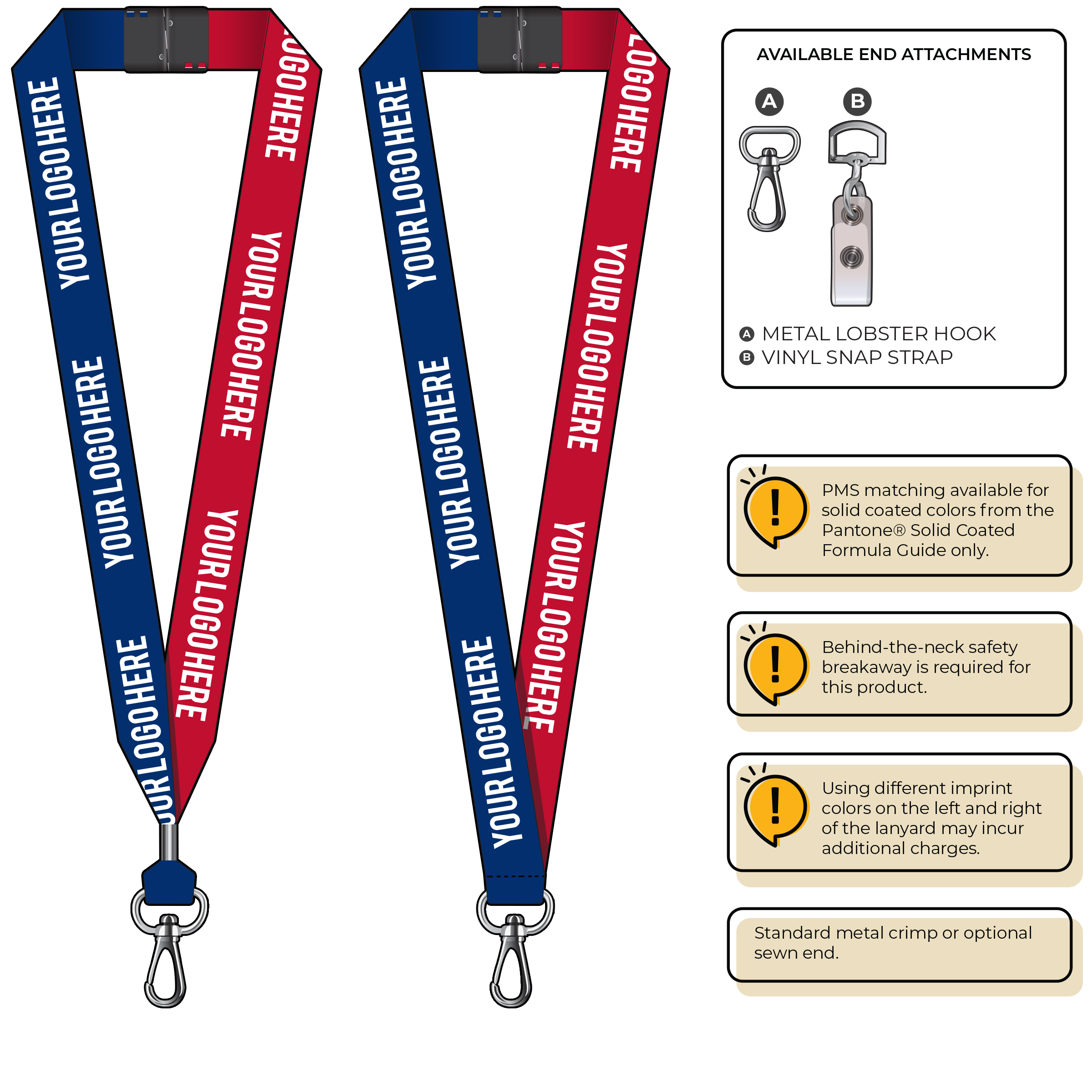 BH0053 | 1" Two Tone MicroWeave Silkscreen Lanyards :: NON-STANDARD END ATTACHMENTS
