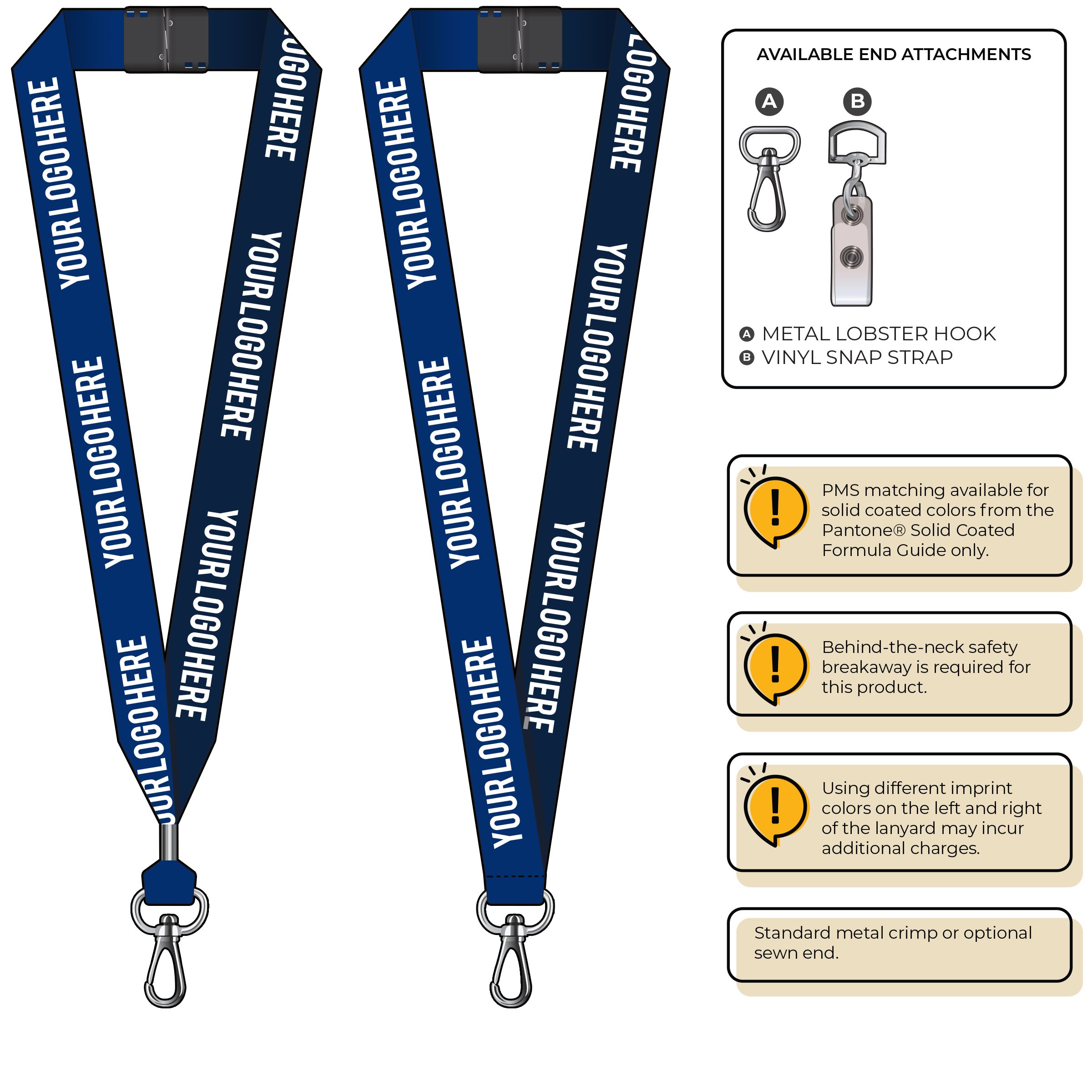 BH0053 | 1" Two Tone MicroWeave Silkscreen Lanyards :: NON-STANDARD END ATTACHMENTS