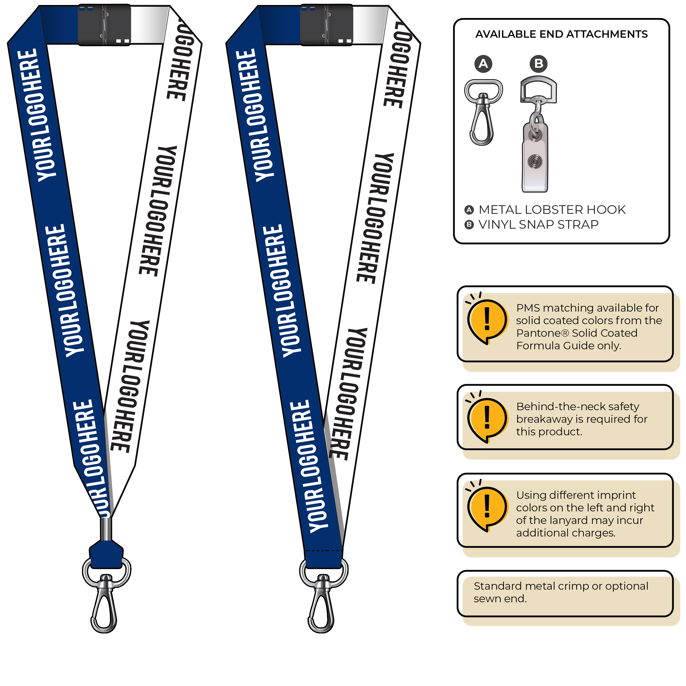 BH0053 | 1" Two Tone MicroWeave Silkscreen Lanyards :: NON-STANDARD END ATTACHMENTS