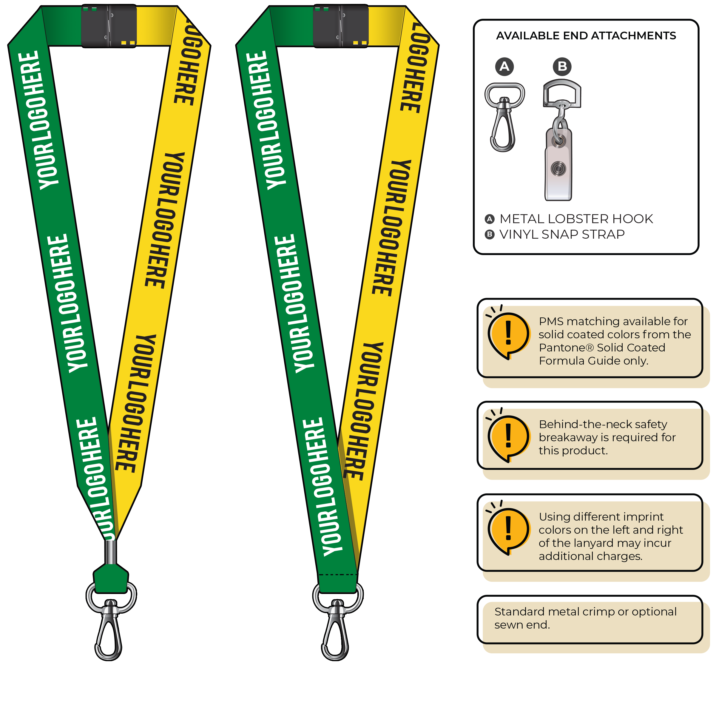 BH0053 | 1" Two Tone MicroWeave Silkscreen Lanyards :: NON-STANDARD END ATTACHMENTS