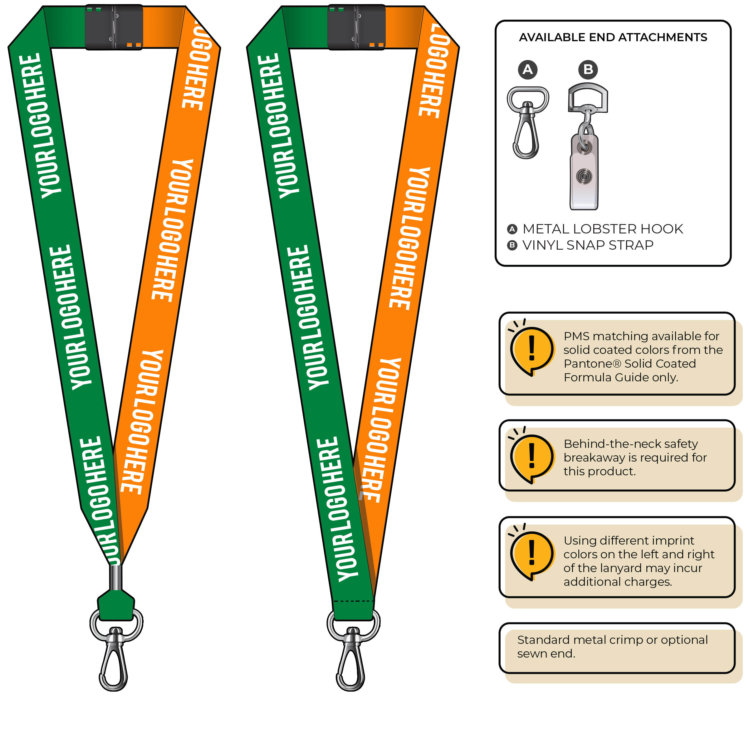 BH0053 | 1" Two Tone MicroWeave Silkscreen Lanyards :: NON-STANDARD END ATTACHMENTS