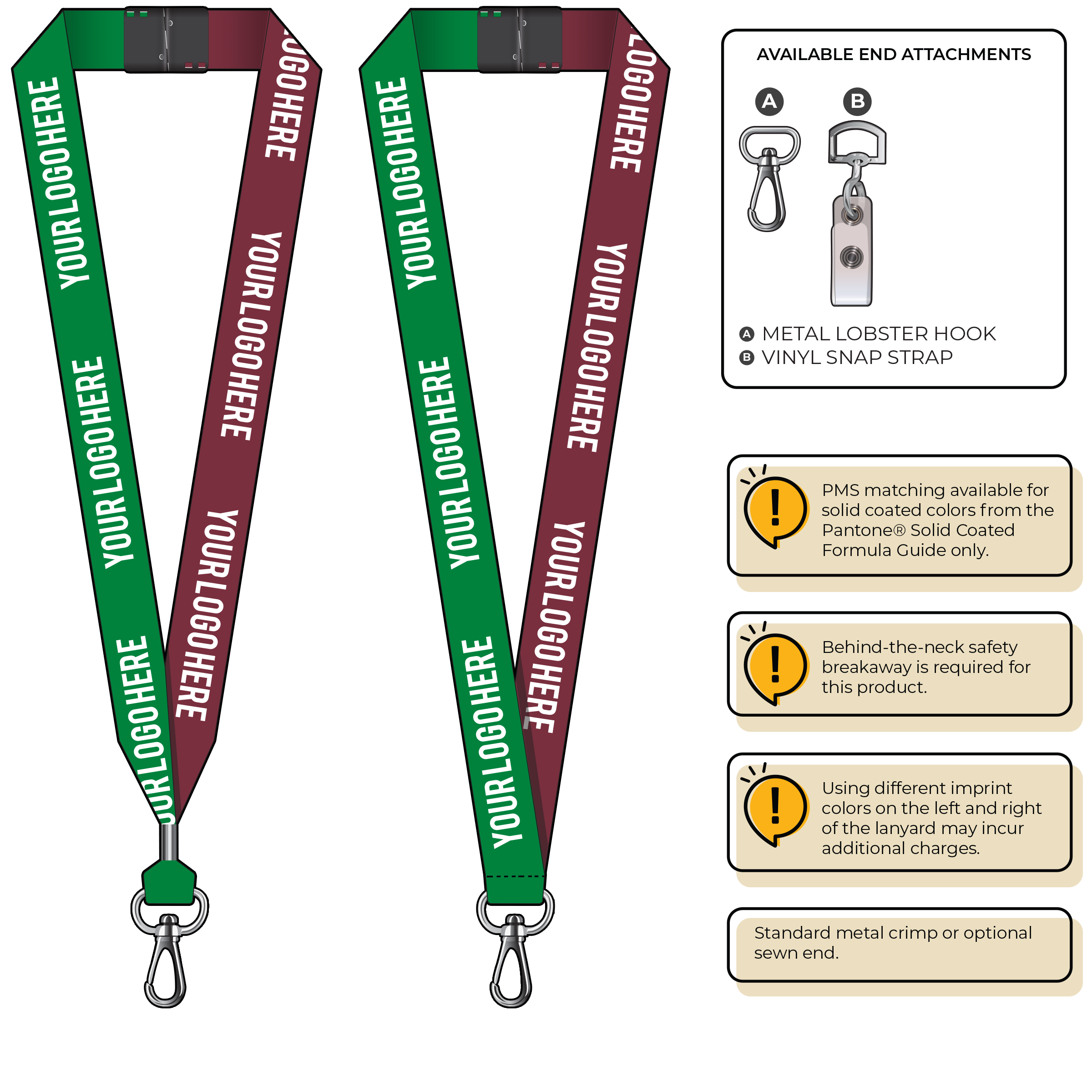 BH0053 | 1" Two Tone MicroWeave Silkscreen Lanyards :: NON-STANDARD END ATTACHMENTS