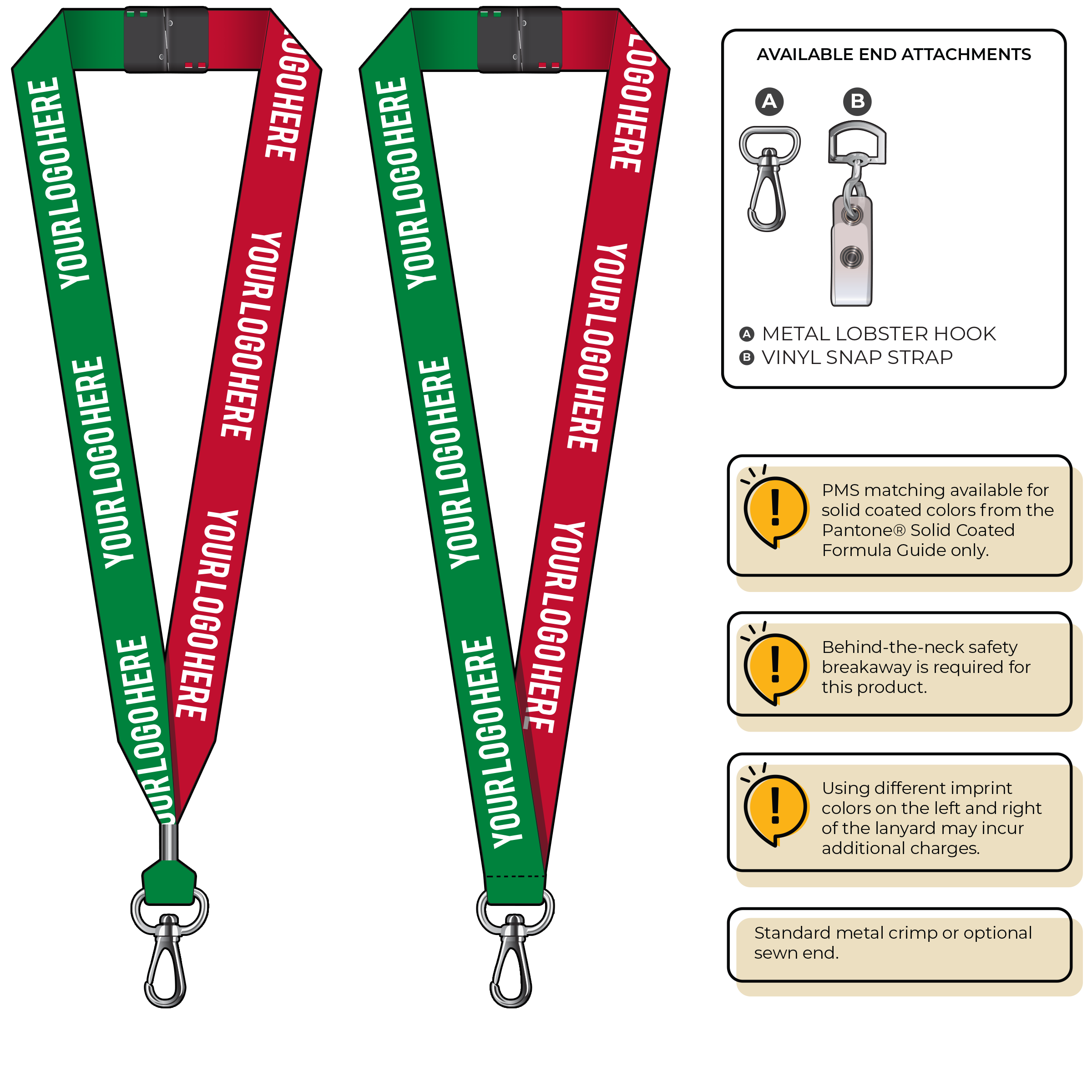 BH0053 | 1" Two Tone MicroWeave Silkscreen Lanyards :: NON-STANDARD END ATTACHMENTS