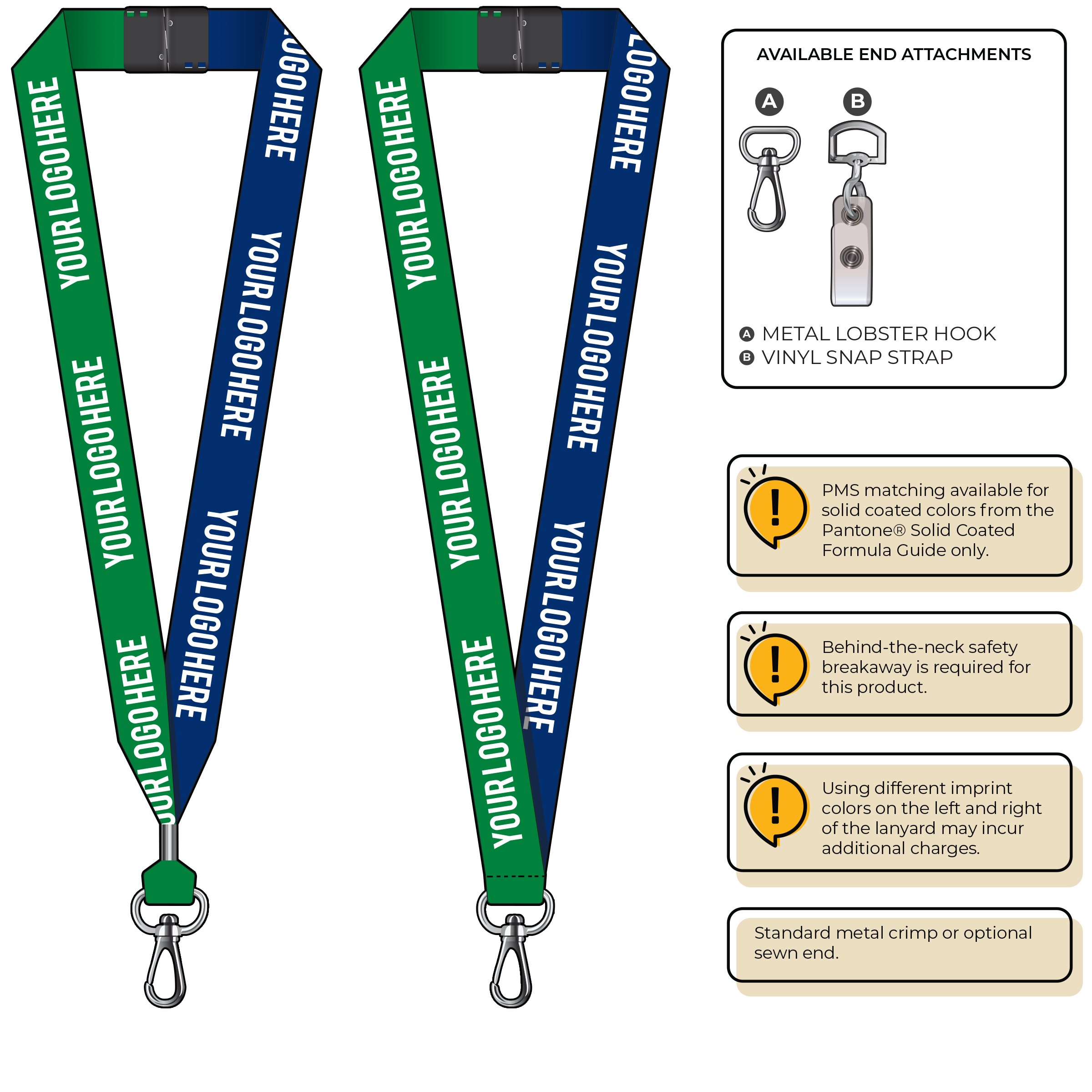 BH0053 | 1" Two Tone MicroWeave Silkscreen Lanyards :: NON-STANDARD END ATTACHMENTS