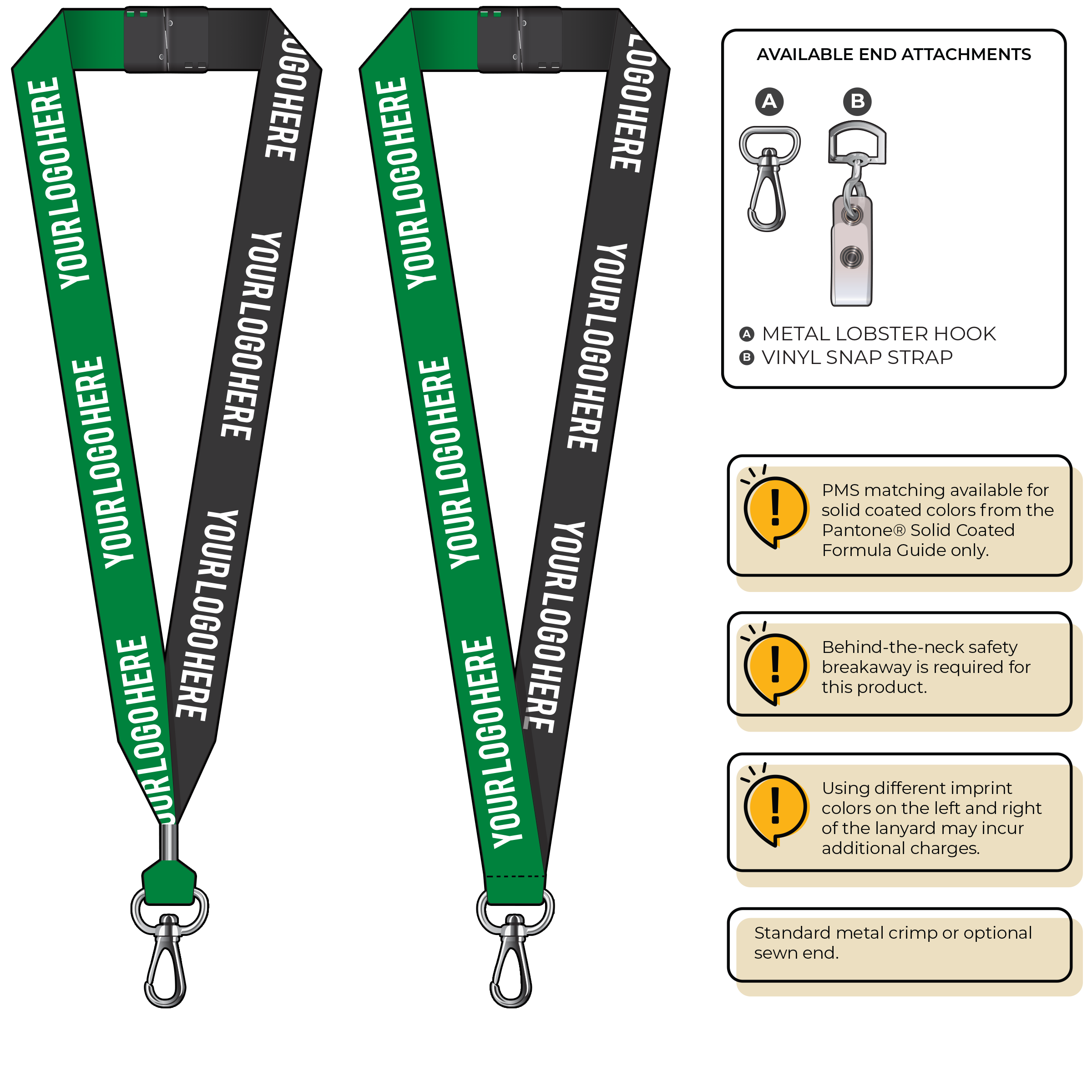 BH0053 | 1" Two Tone MicroWeave Silkscreen Lanyards :: NON-STANDARD END ATTACHMENTS