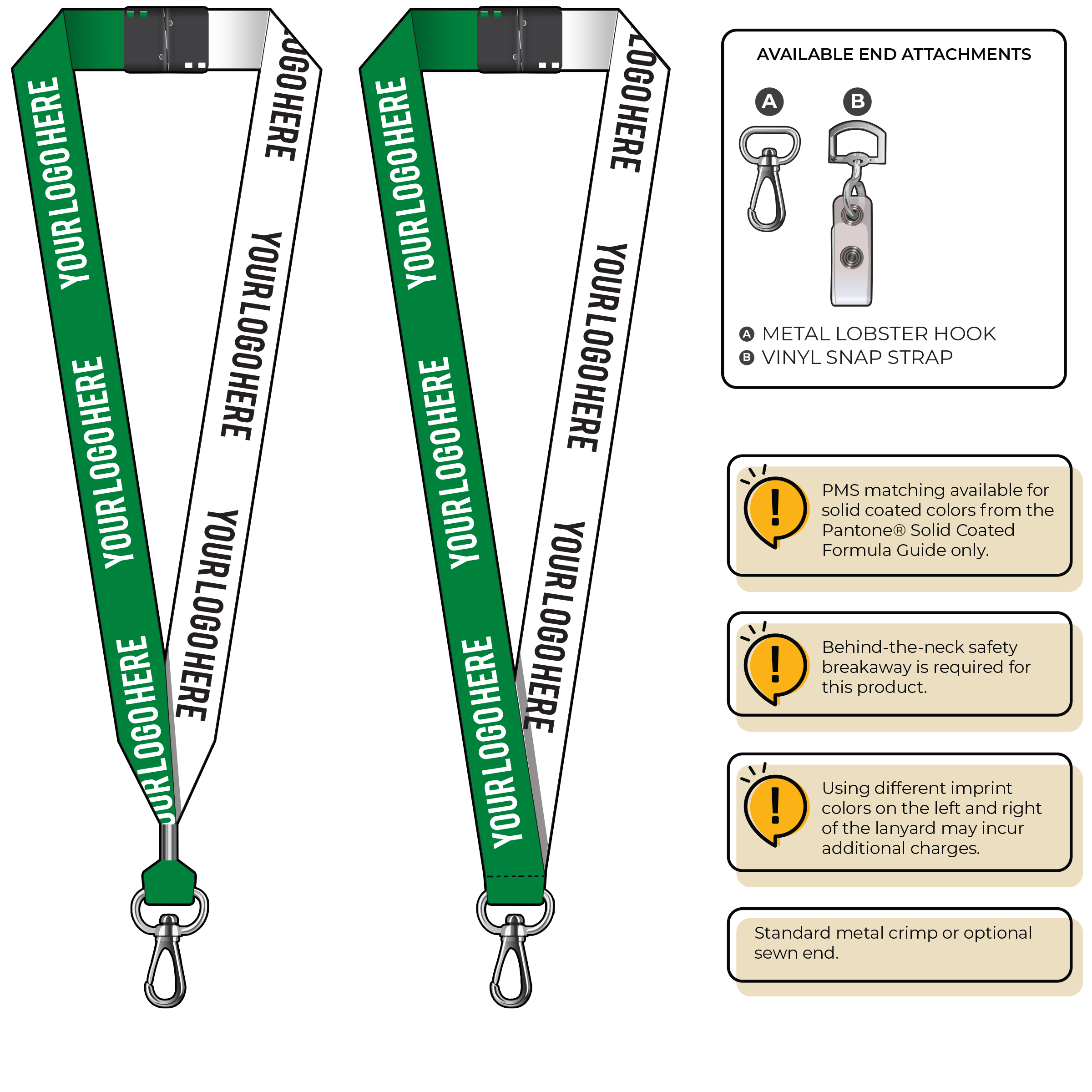 BH0053 | 1" Two Tone MicroWeave Silkscreen Lanyards :: NON-STANDARD END ATTACHMENTS