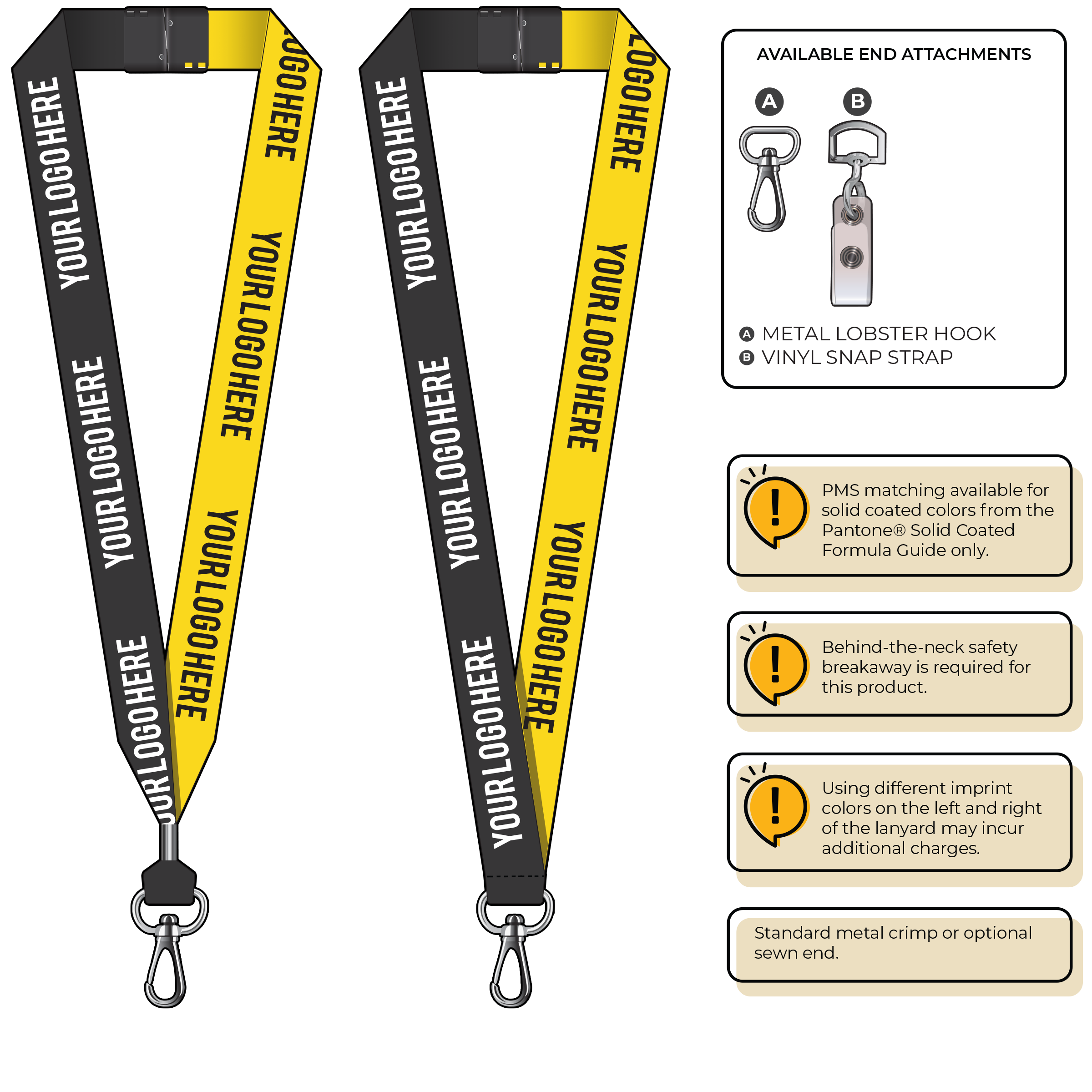 BH0053 | 1" Two Tone MicroWeave Silkscreen Lanyards :: NON-STANDARD END ATTACHMENTS