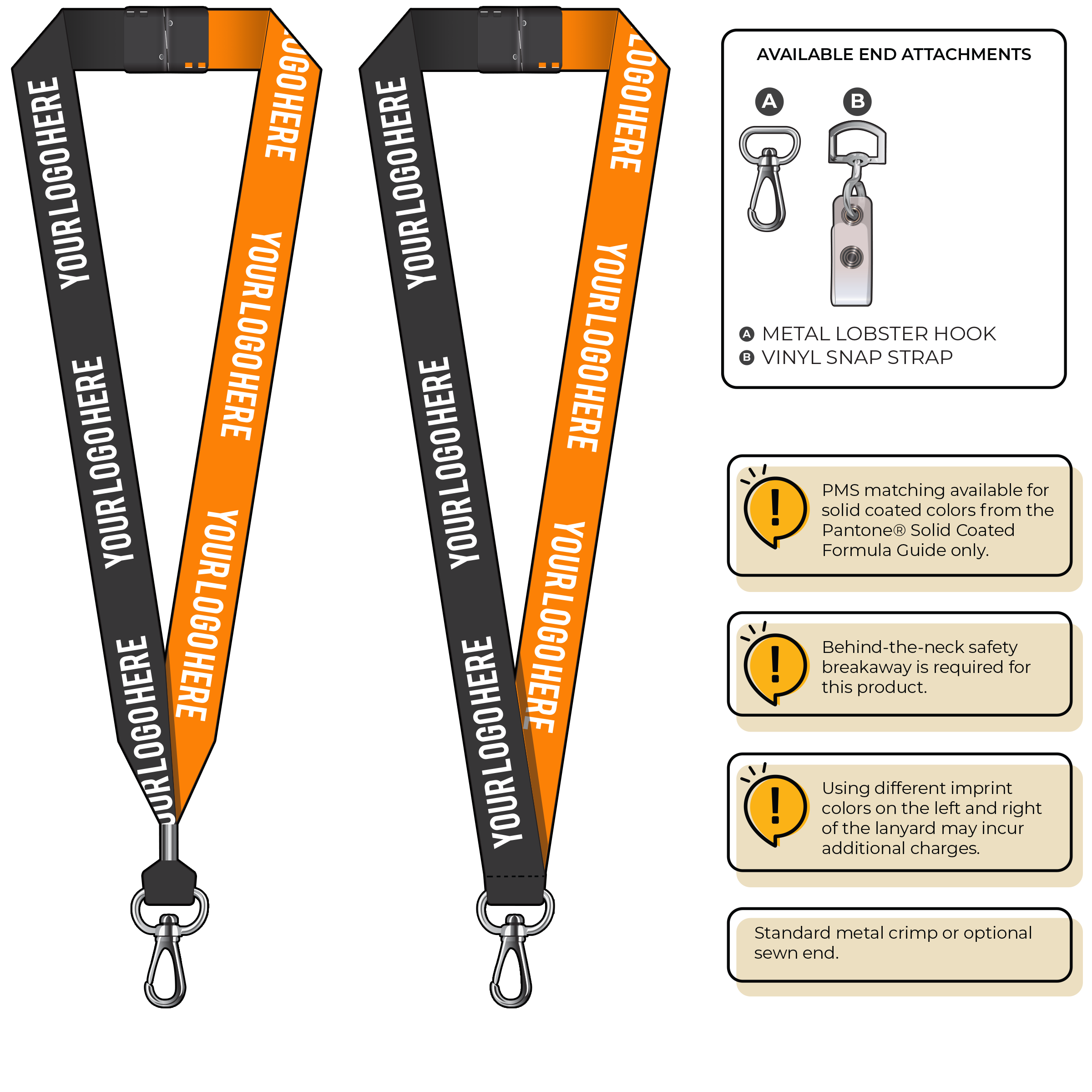 BH0053 | 1" Two Tone MicroWeave Silkscreen Lanyards :: NON-STANDARD END ATTACHMENTS