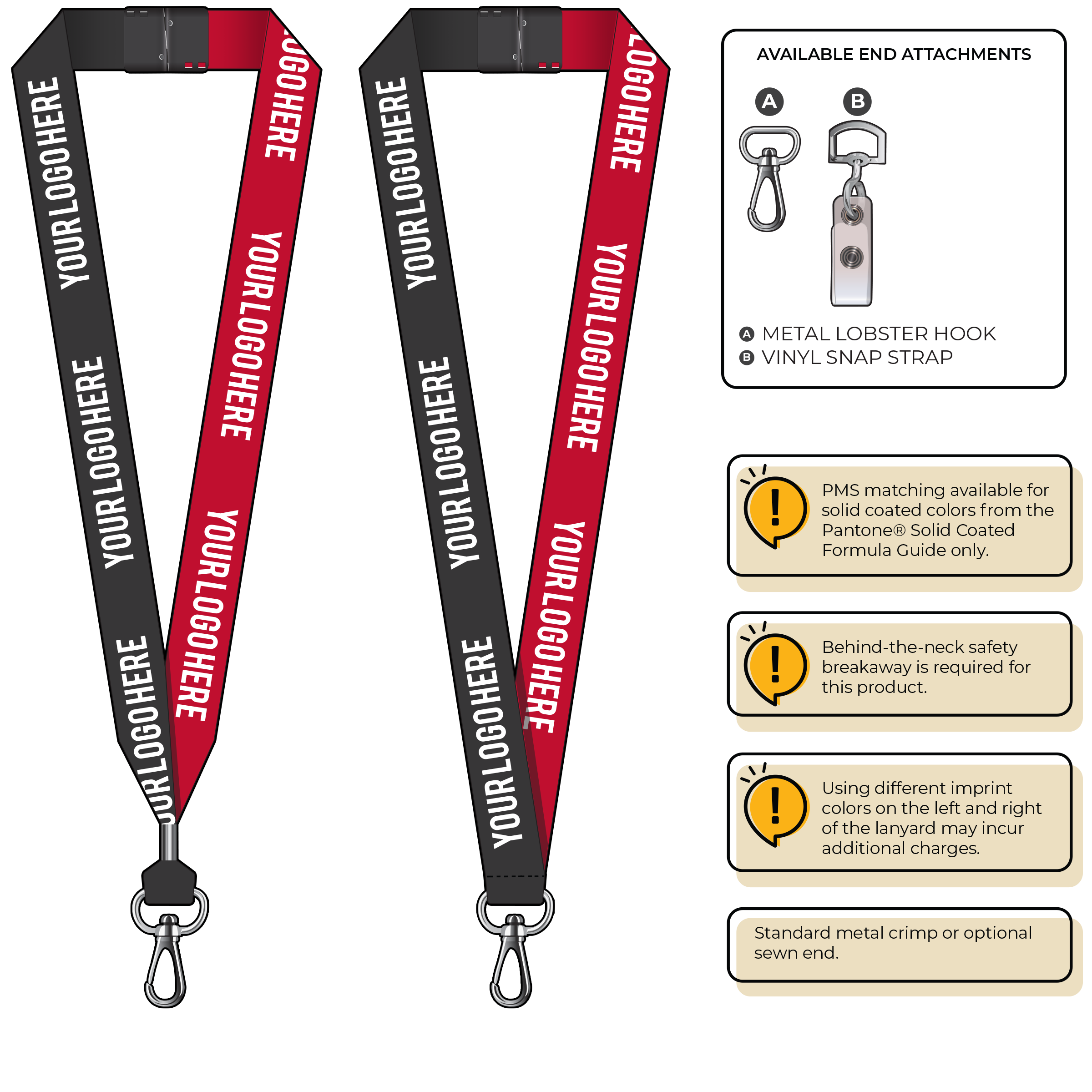 BH0053 | 1" Two Tone MicroWeave Silkscreen Lanyards :: NON-STANDARD END ATTACHMENTS