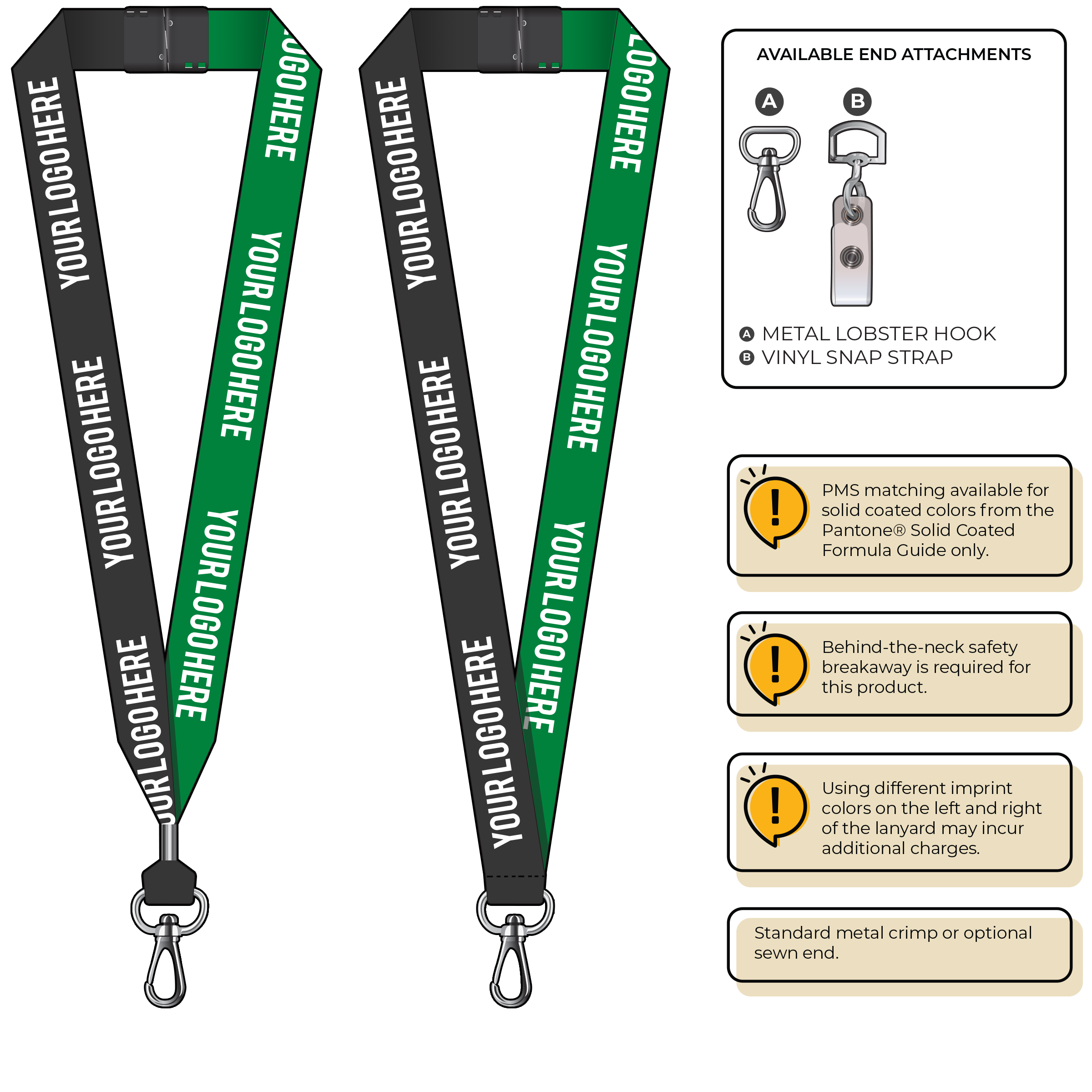 BH0053 | 1" Two Tone MicroWeave Silkscreen Lanyards :: NON-STANDARD END ATTACHMENTS