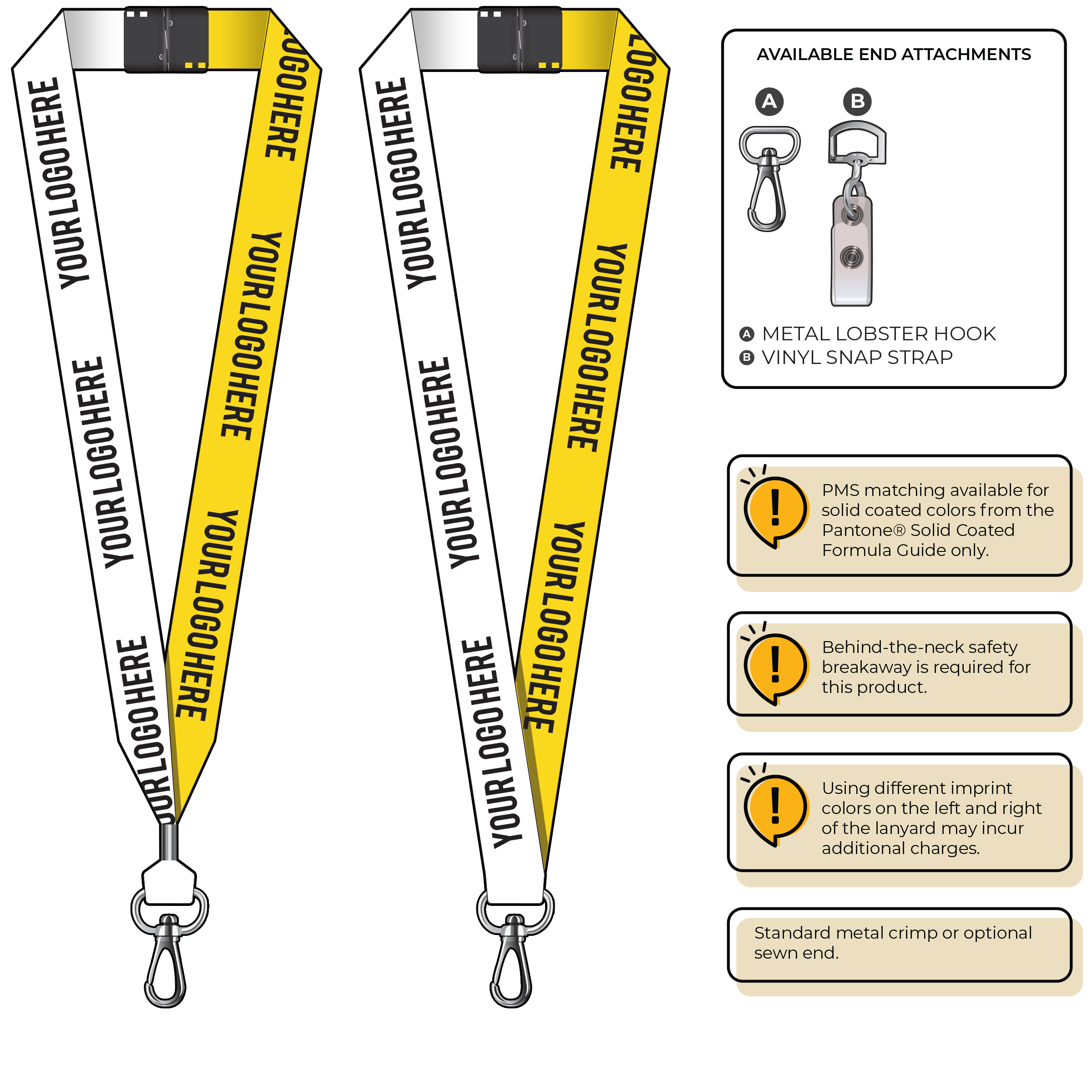 BH0053 | 1" Two Tone MicroWeave Silkscreen Lanyards :: NON-STANDARD END ATTACHMENTS