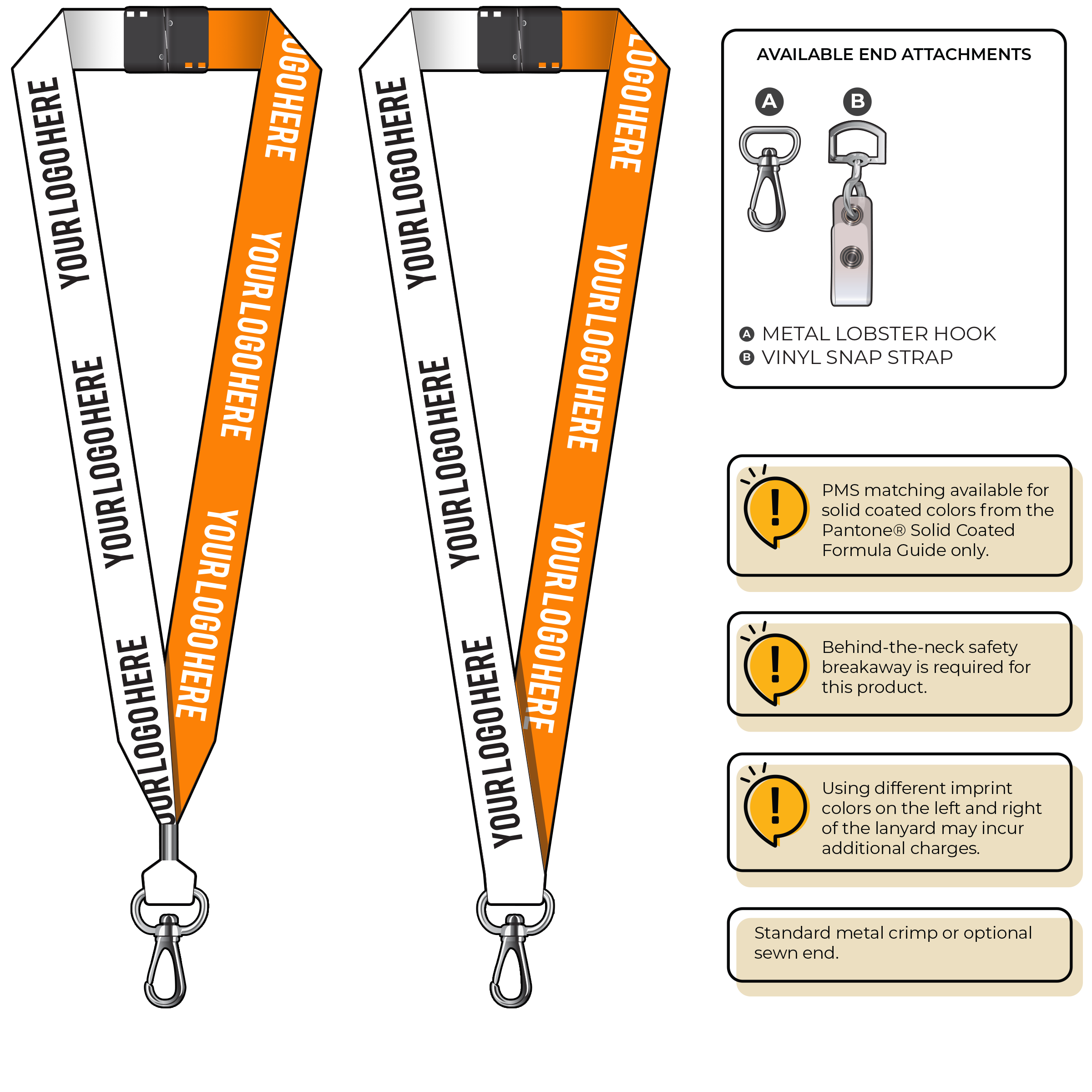 BH0053 | 1" Two Tone MicroWeave Silkscreen Lanyards :: NON-STANDARD END ATTACHMENTS