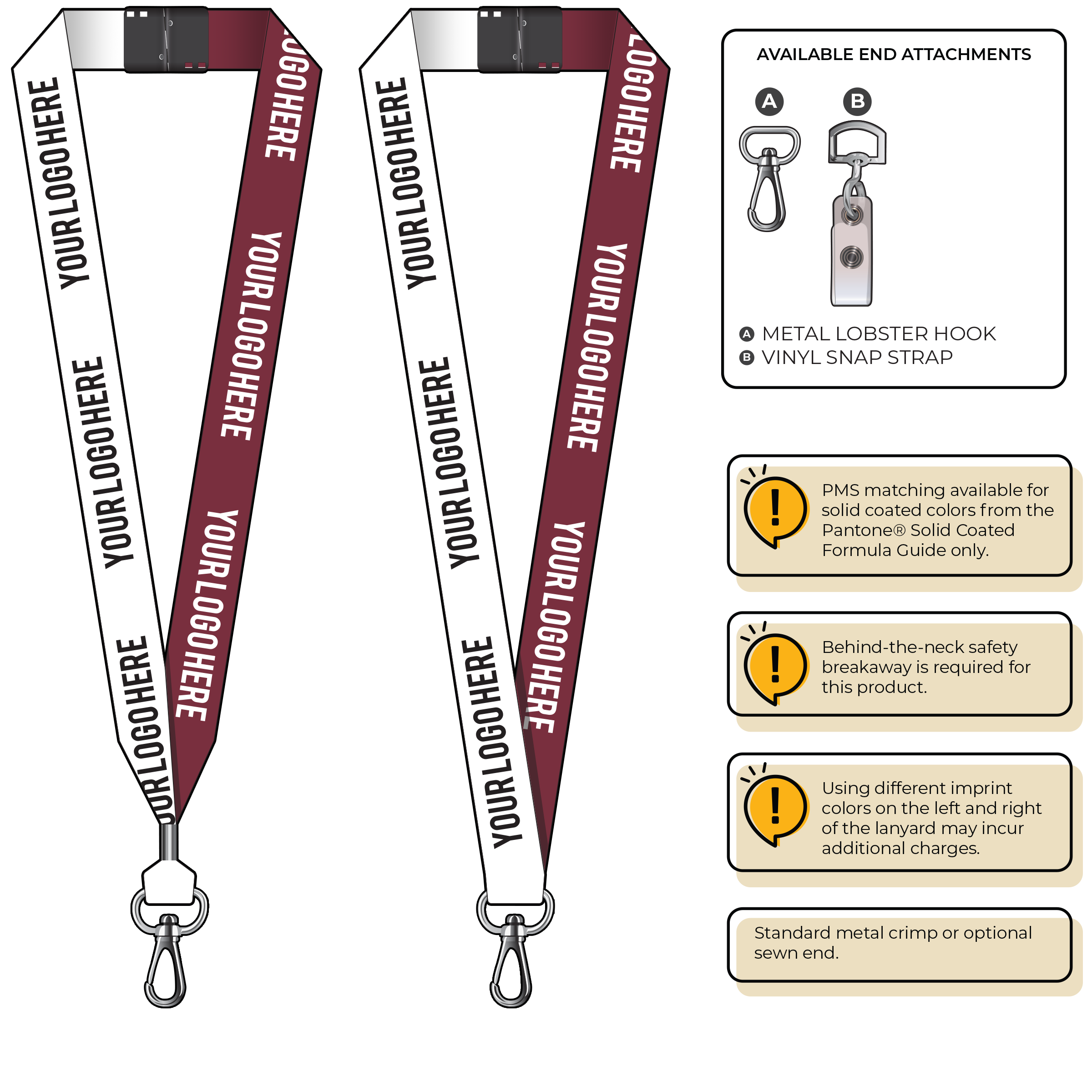 BH0053 | 1" Two Tone MicroWeave Silkscreen Lanyards :: NON-STANDARD END ATTACHMENTS