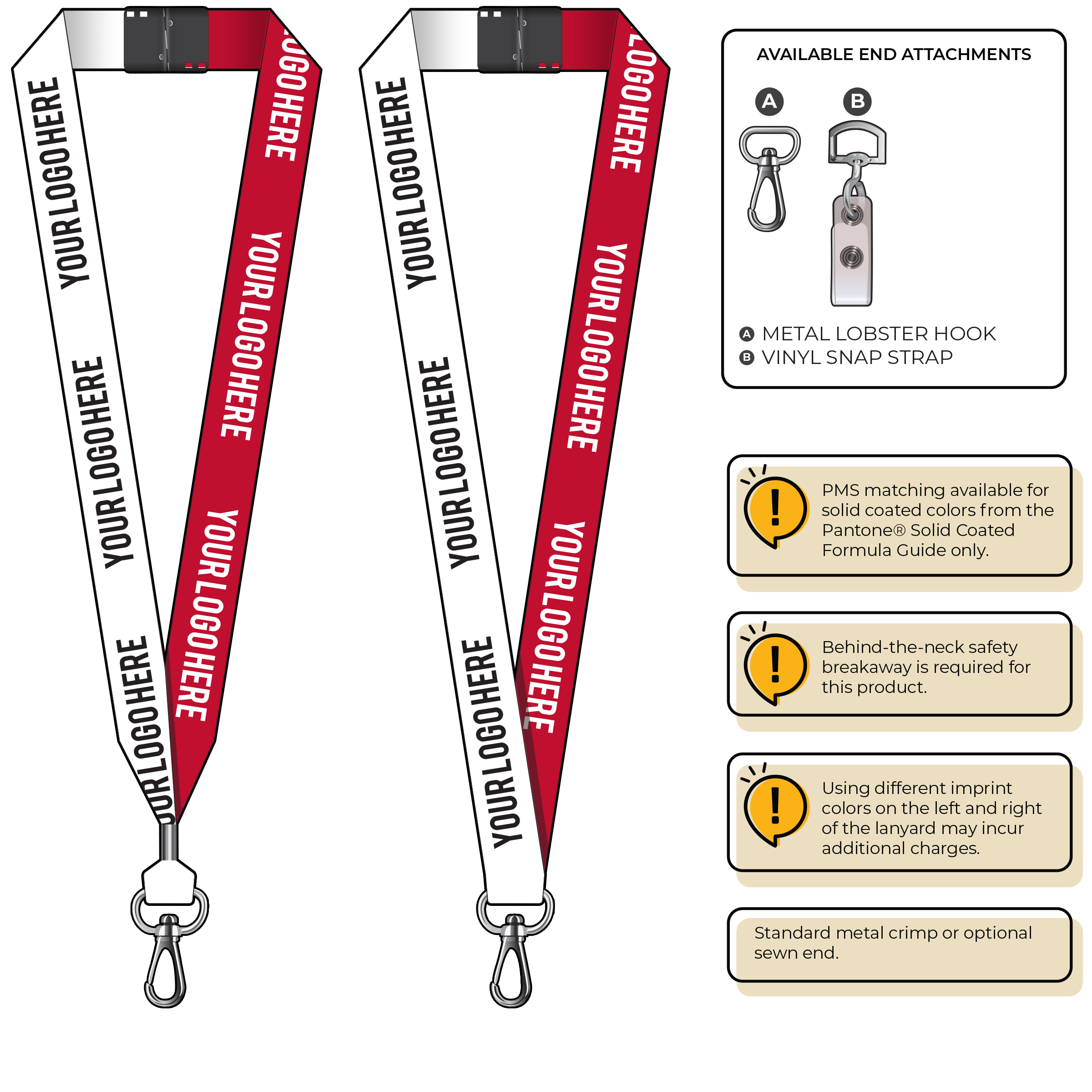 BH0053 | 1" Two Tone MicroWeave Silkscreen Lanyards :: NON-STANDARD END ATTACHMENTS
